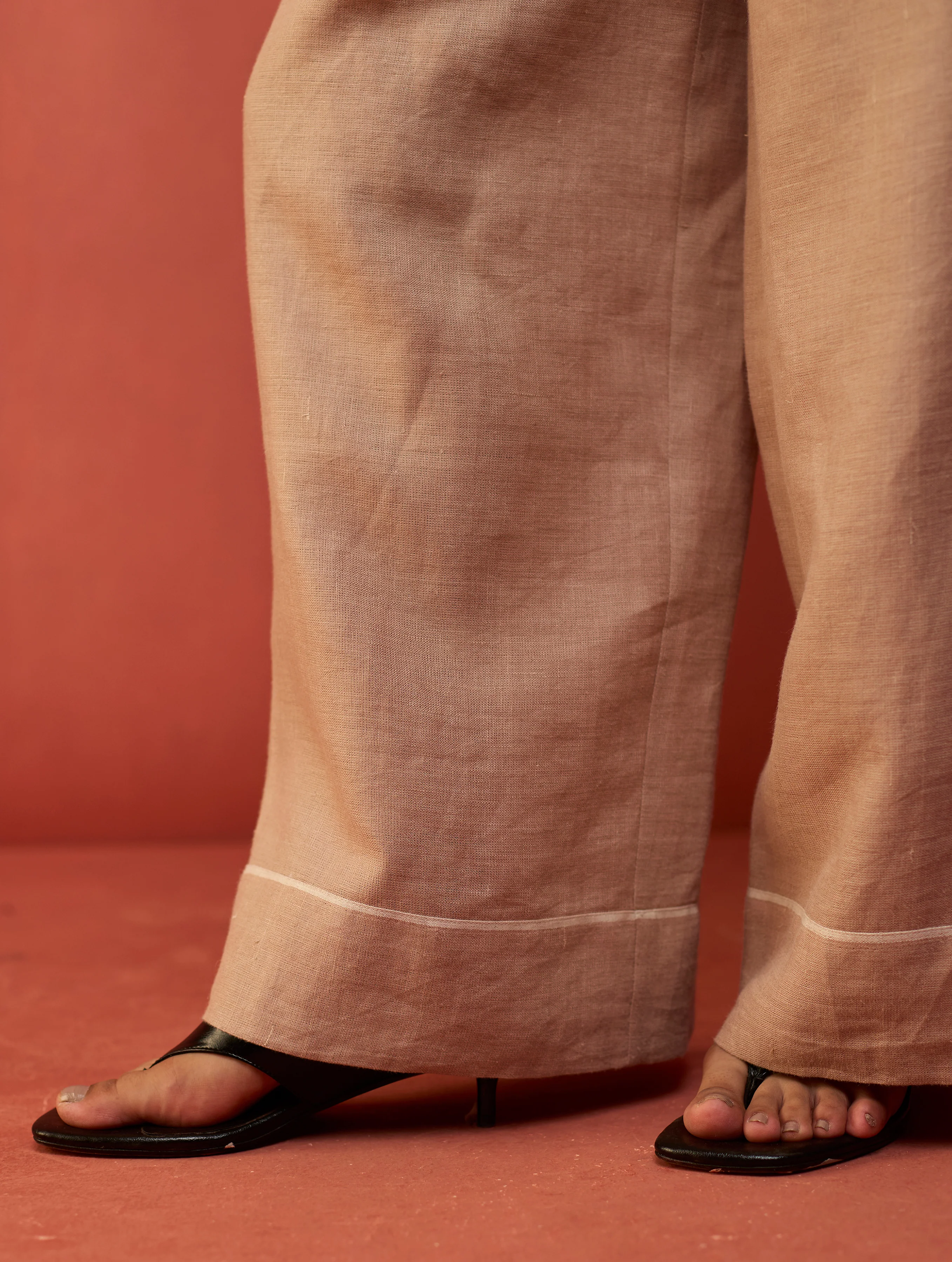 Kiera Cuban Collar Stripe Linen Co-ord Set - Dusty Rose - Image 12
