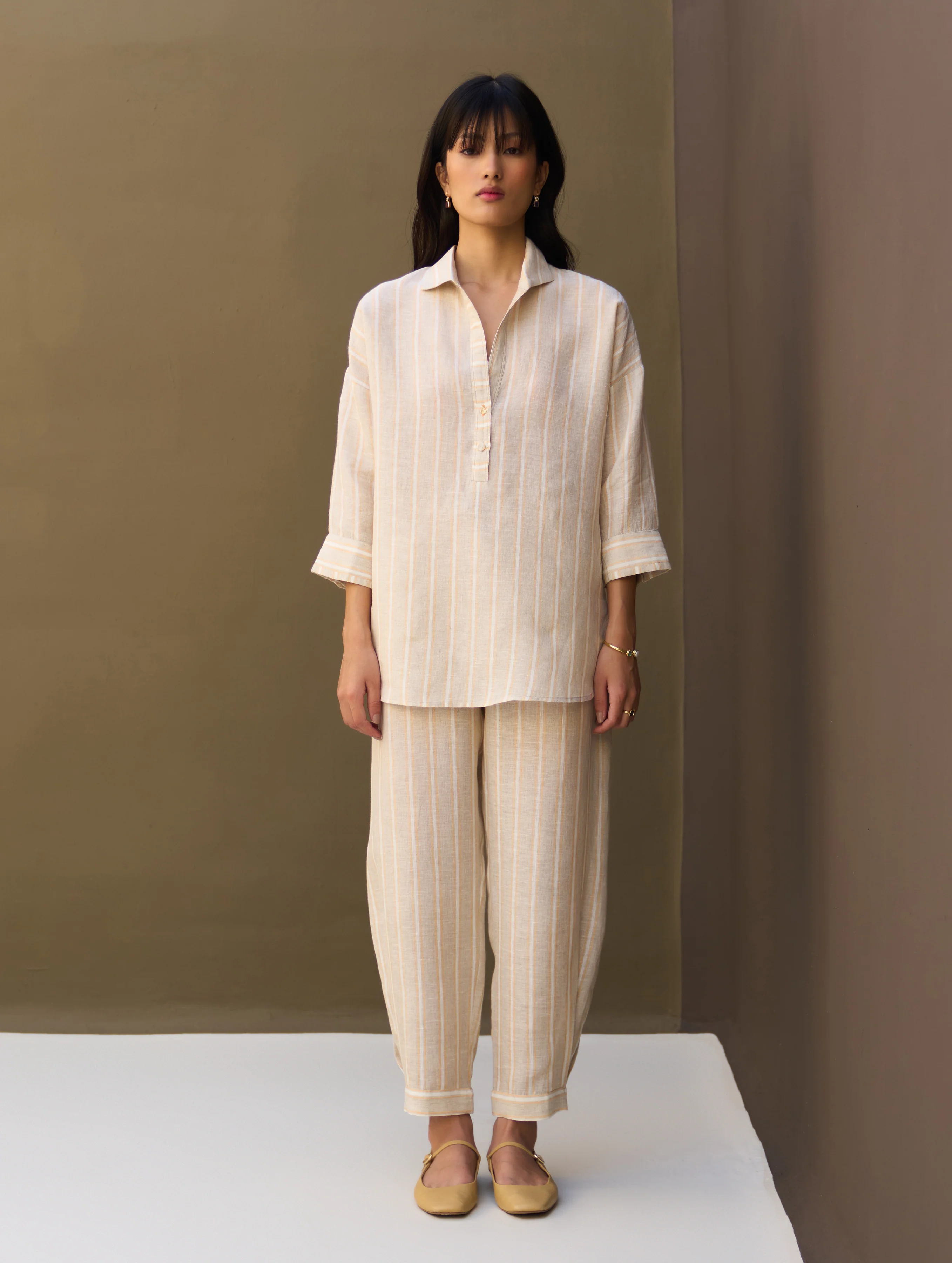 Kiku Striped Linen Co-ord Set - Natural - Image 11