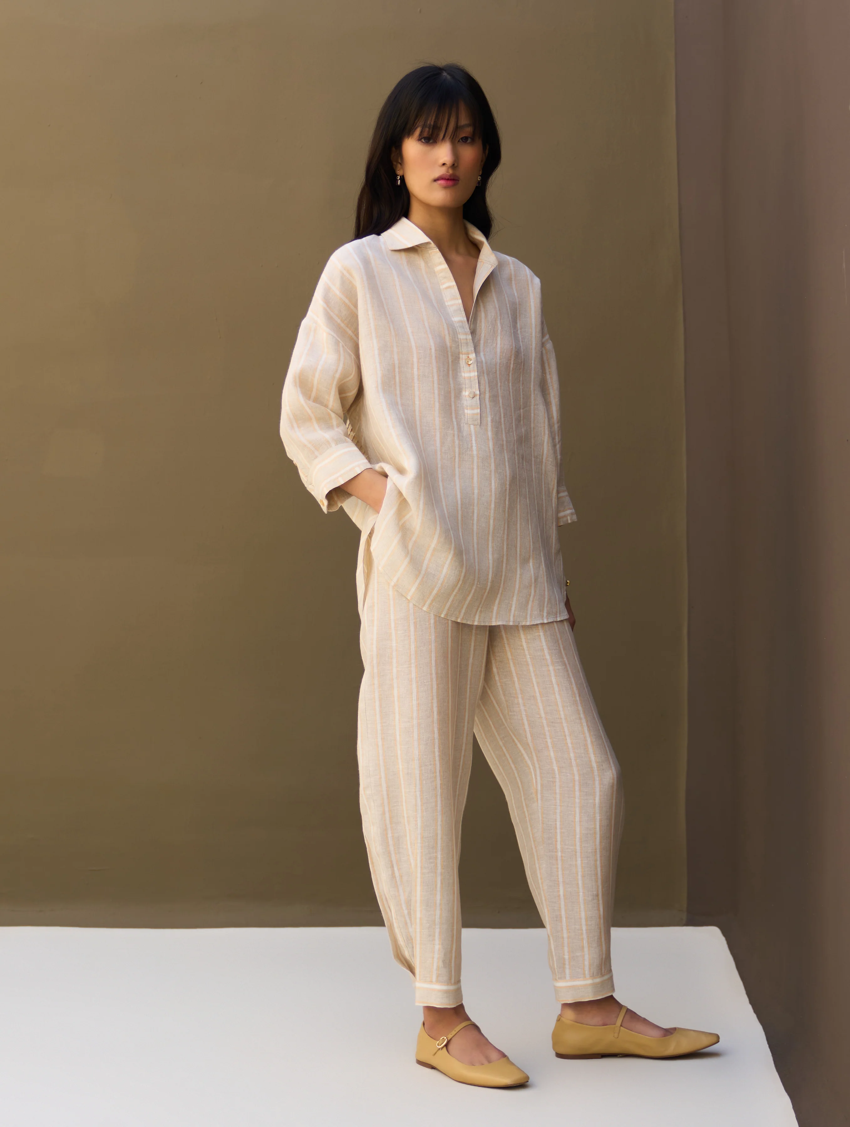 Kiku Striped Linen Co-ord Set - Natural - Image 5