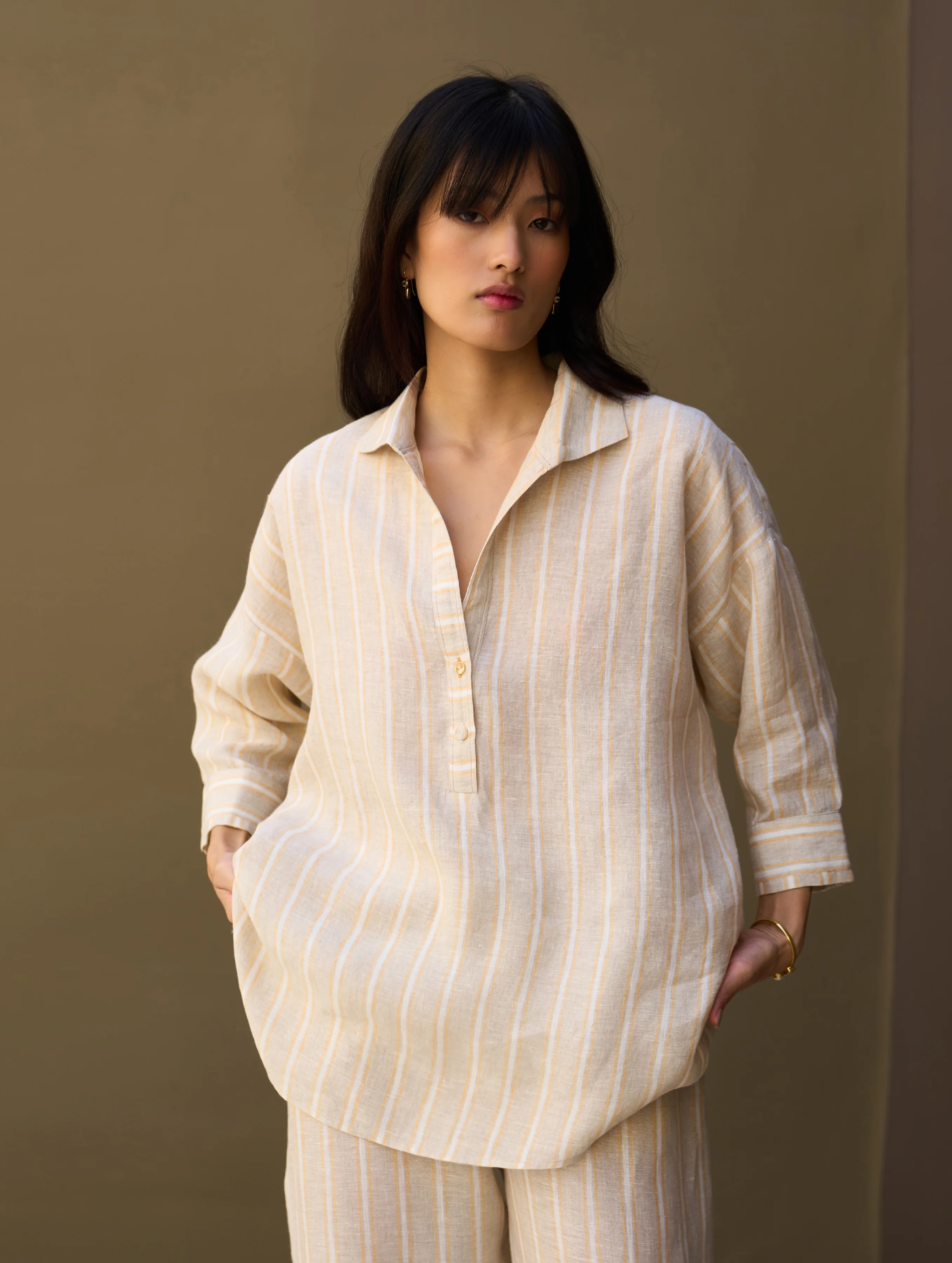 Kiku Striped Linen Shirt - Natural - Image 3