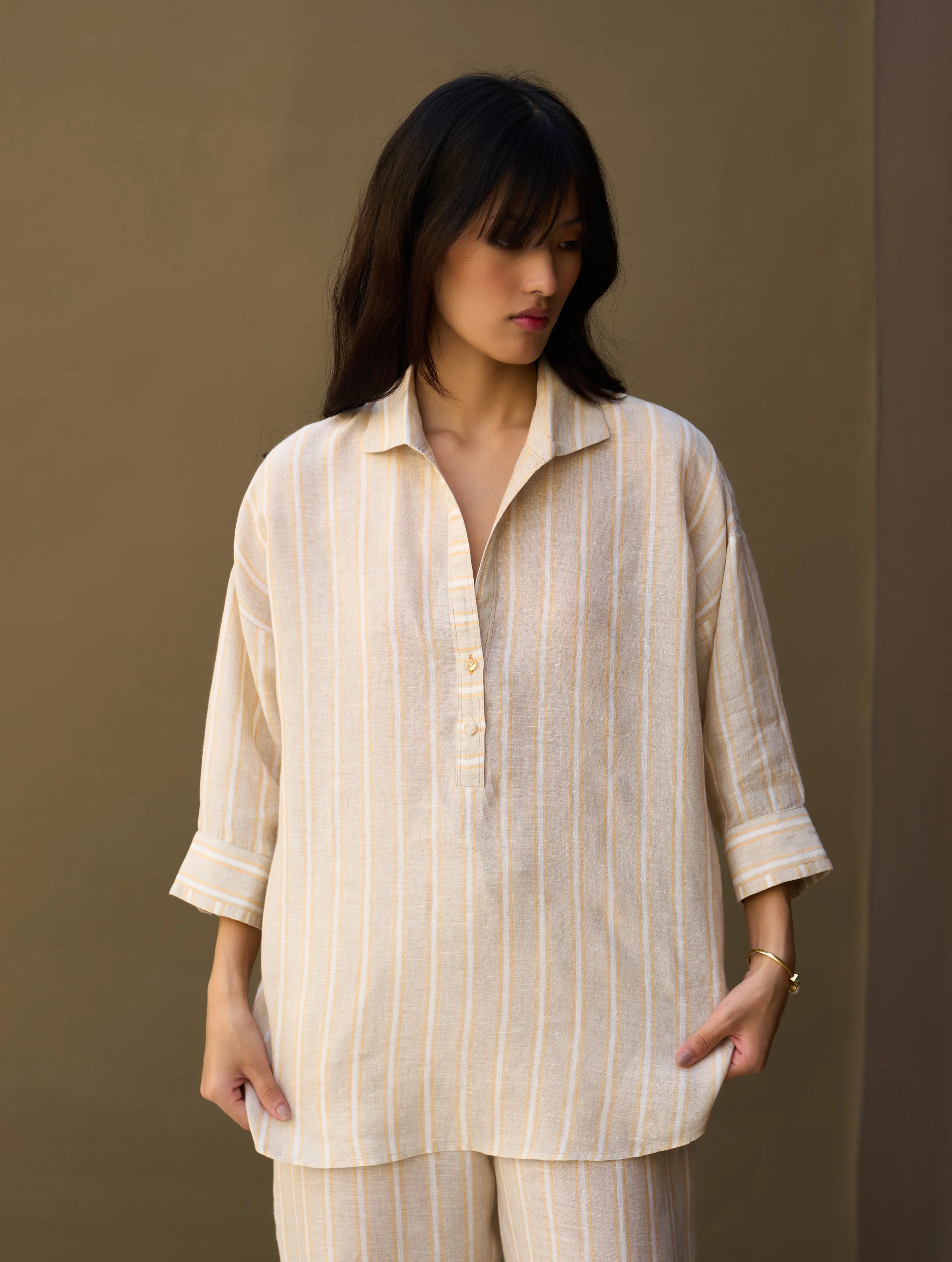 Kiku Striped Linen Shirt - Natural - Image 6