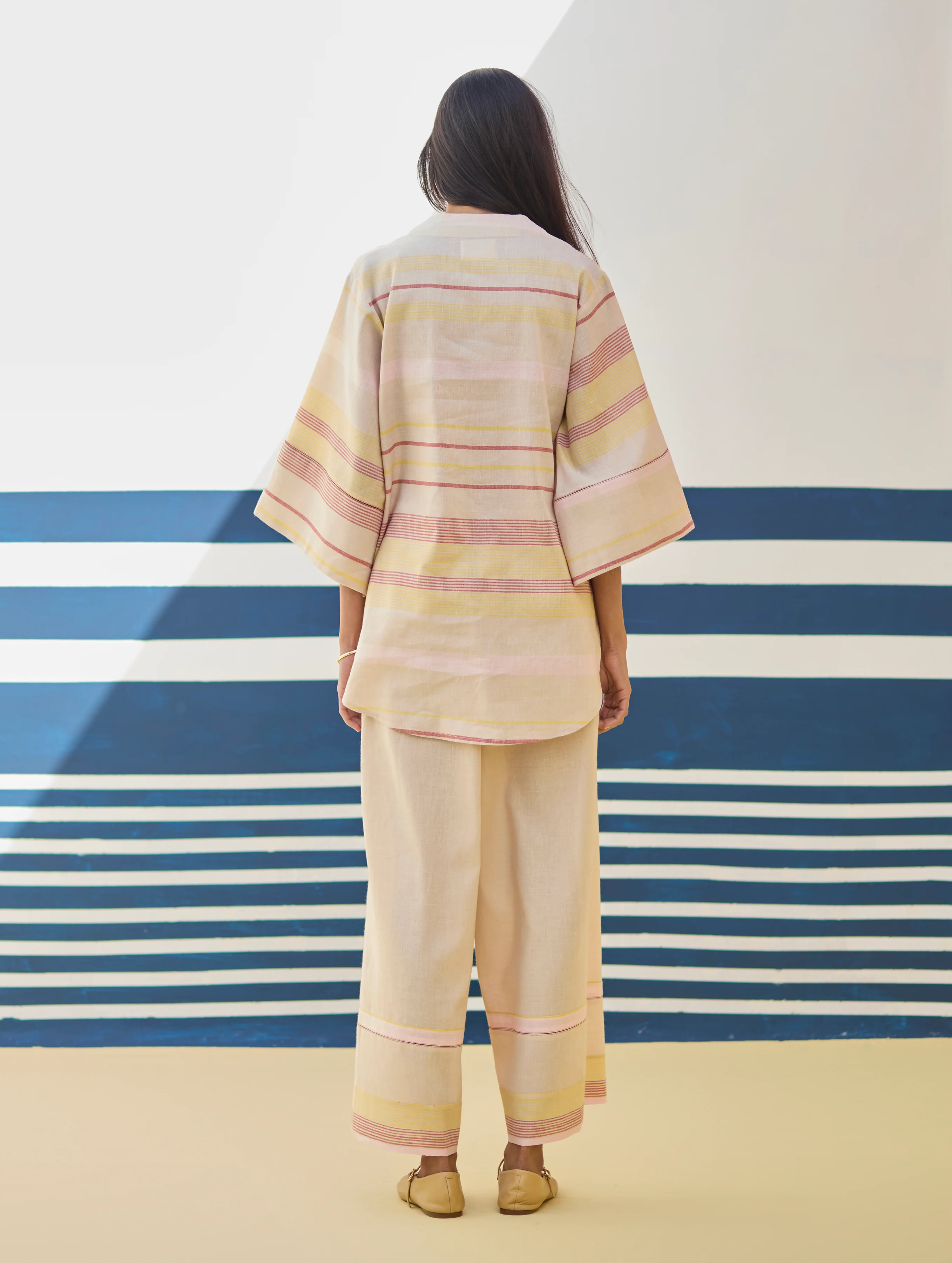 Kira Check Linen Top - Sand - Image 6