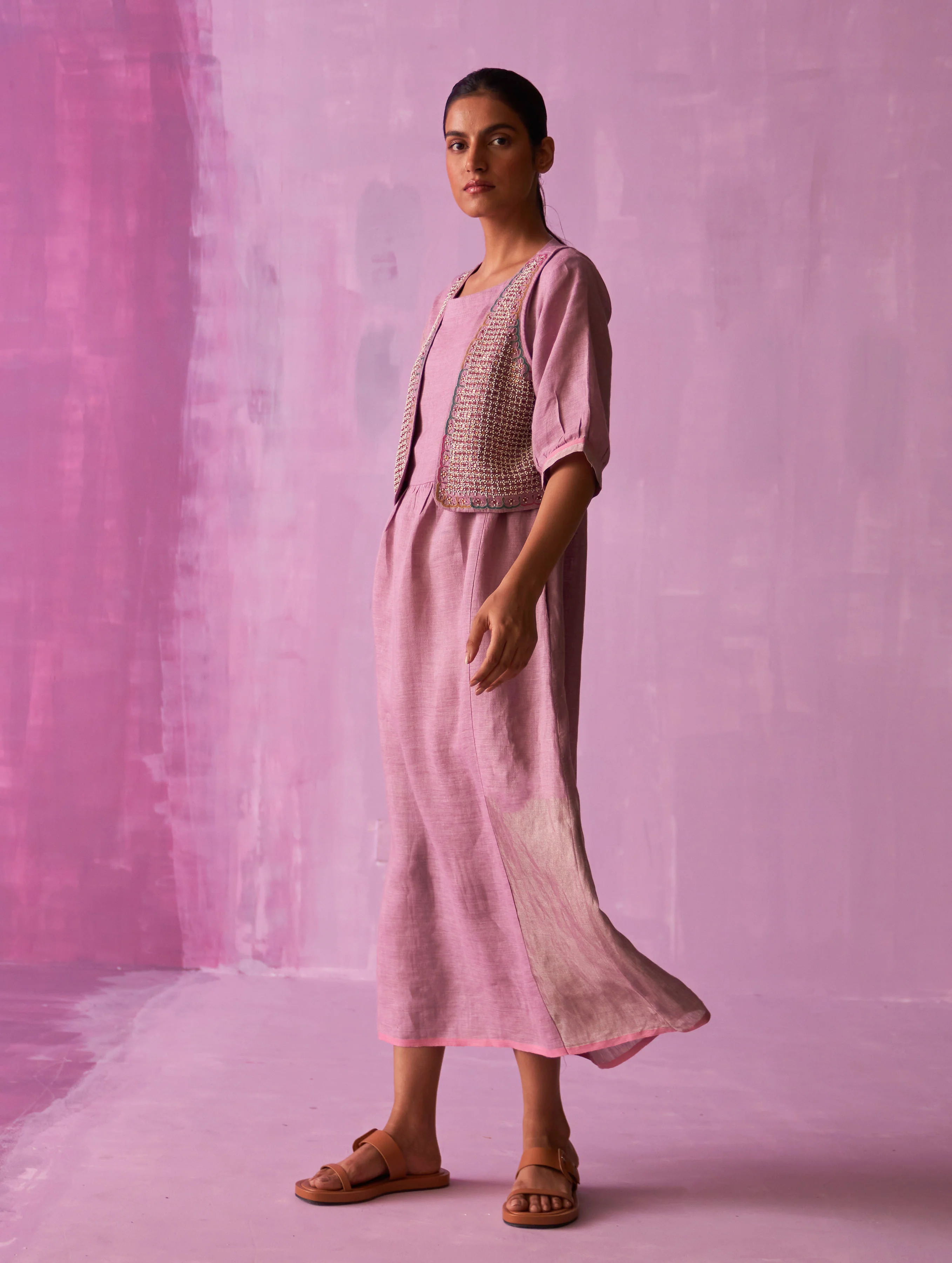 Kiri Linen Dress with Jacket - Lavender - Image 5