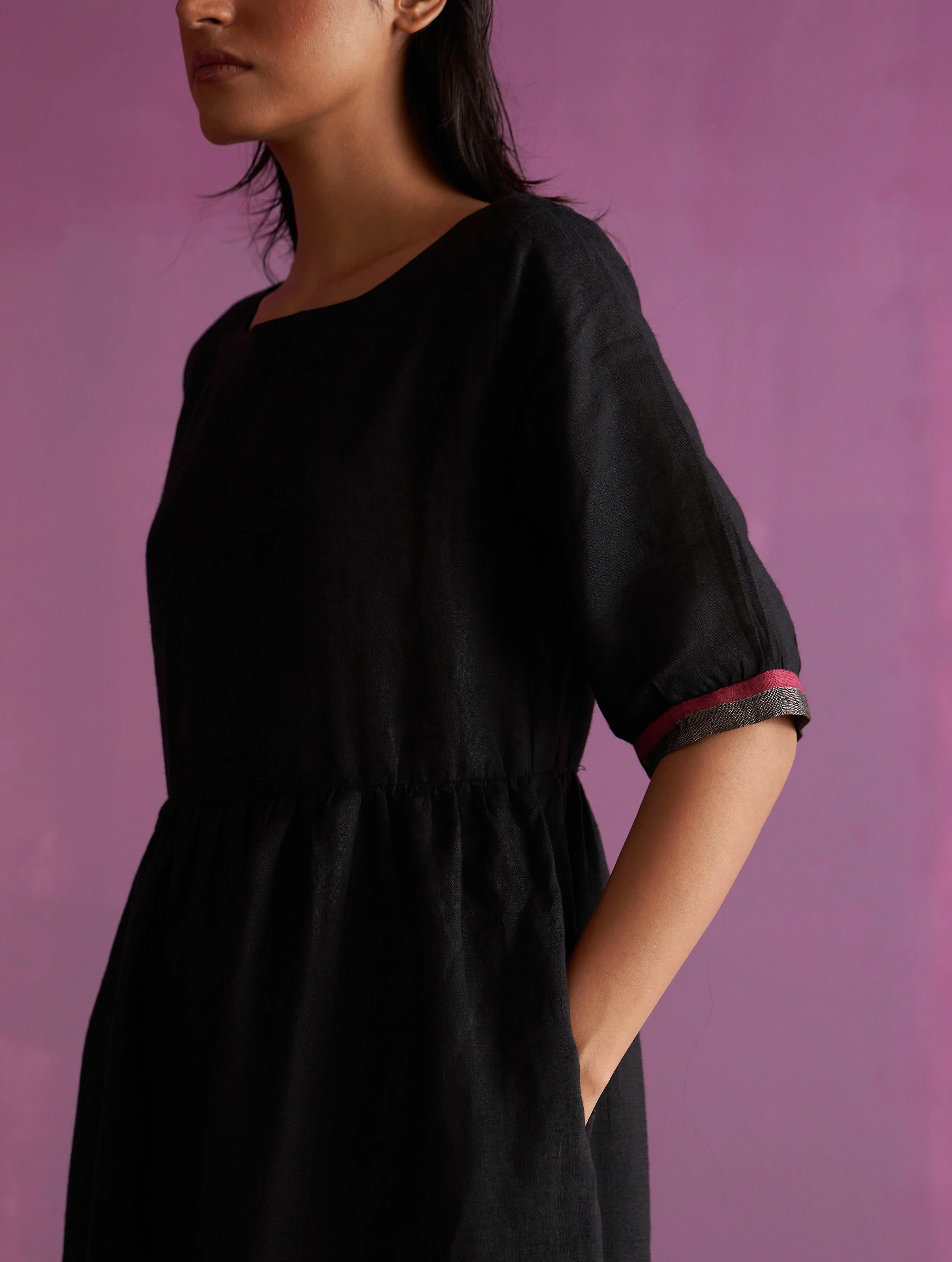 Kiri Signature Linen Dress - Black - Image 4