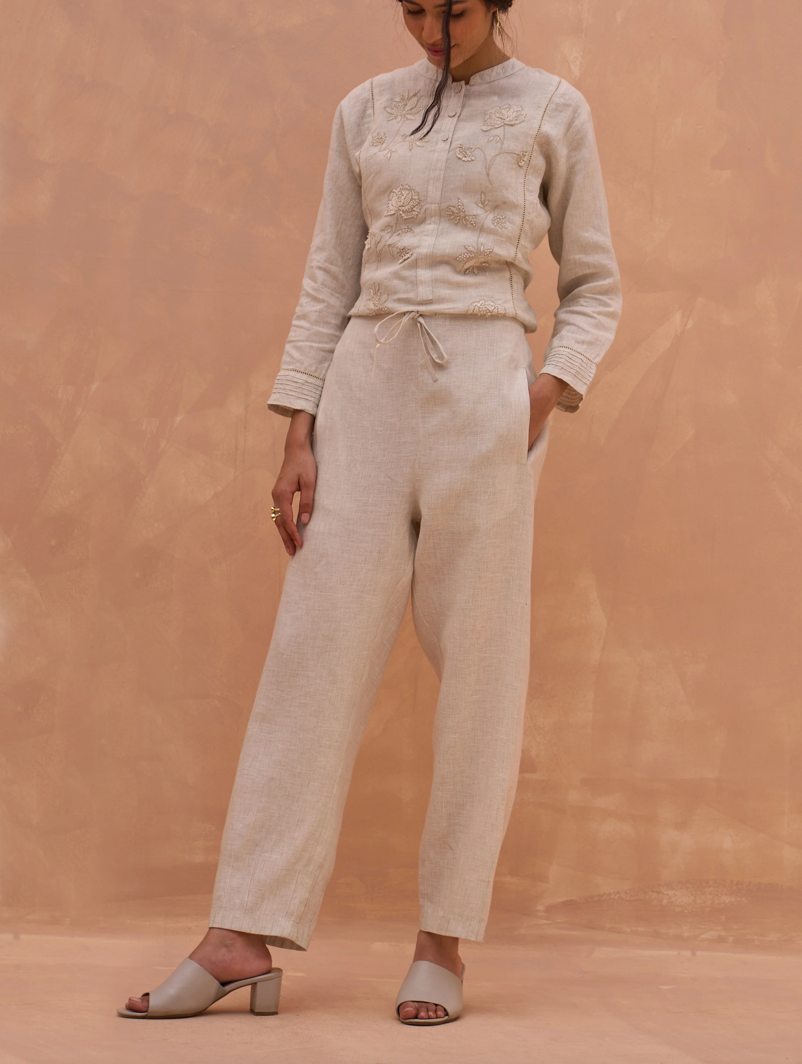 Kisa Hand-Embroidered Co-ord Set - Off White - Image 6