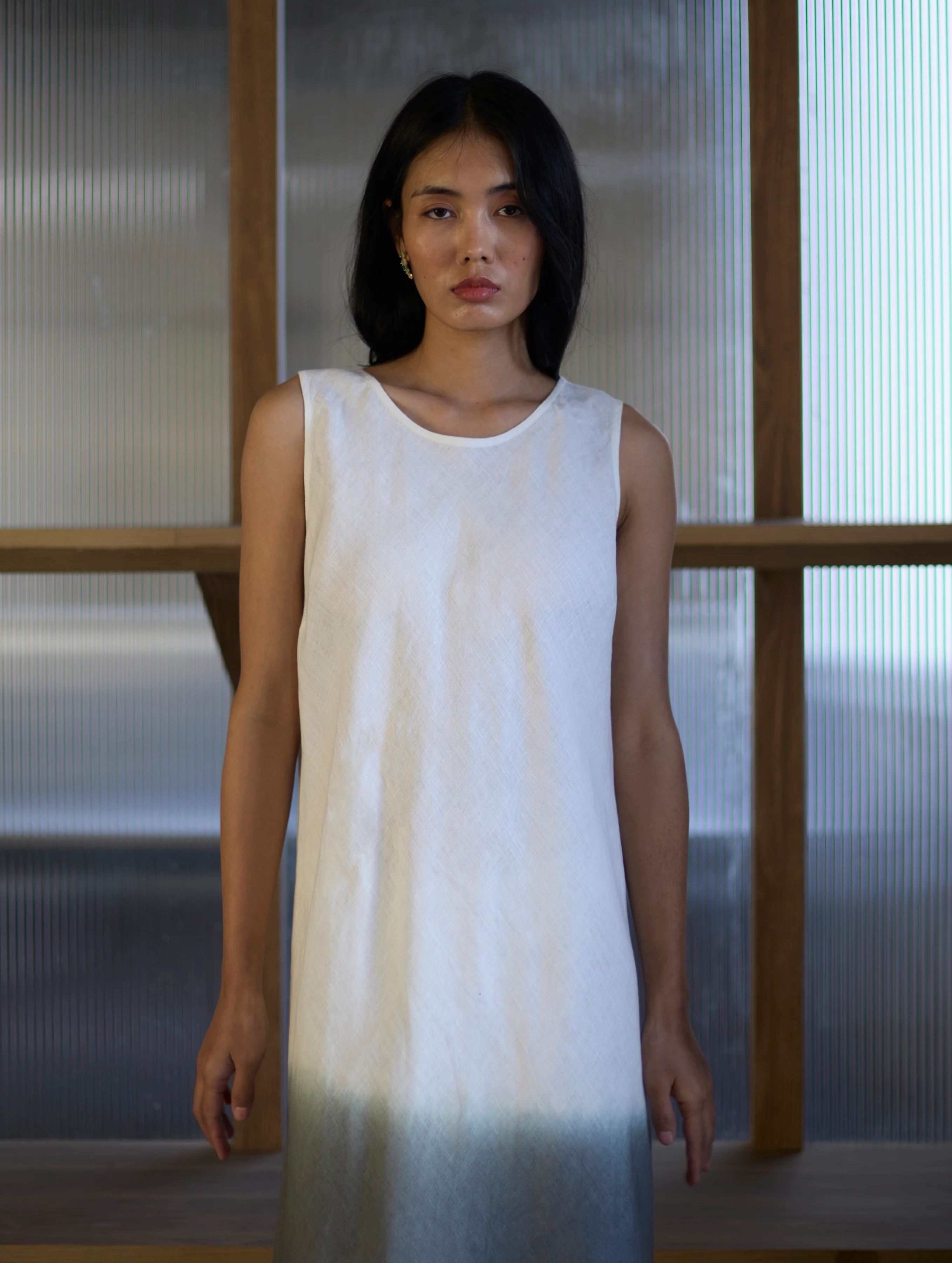 Kiya Ombre Hand-Dyed Linen Dress & Jacket - Grey - Image 11