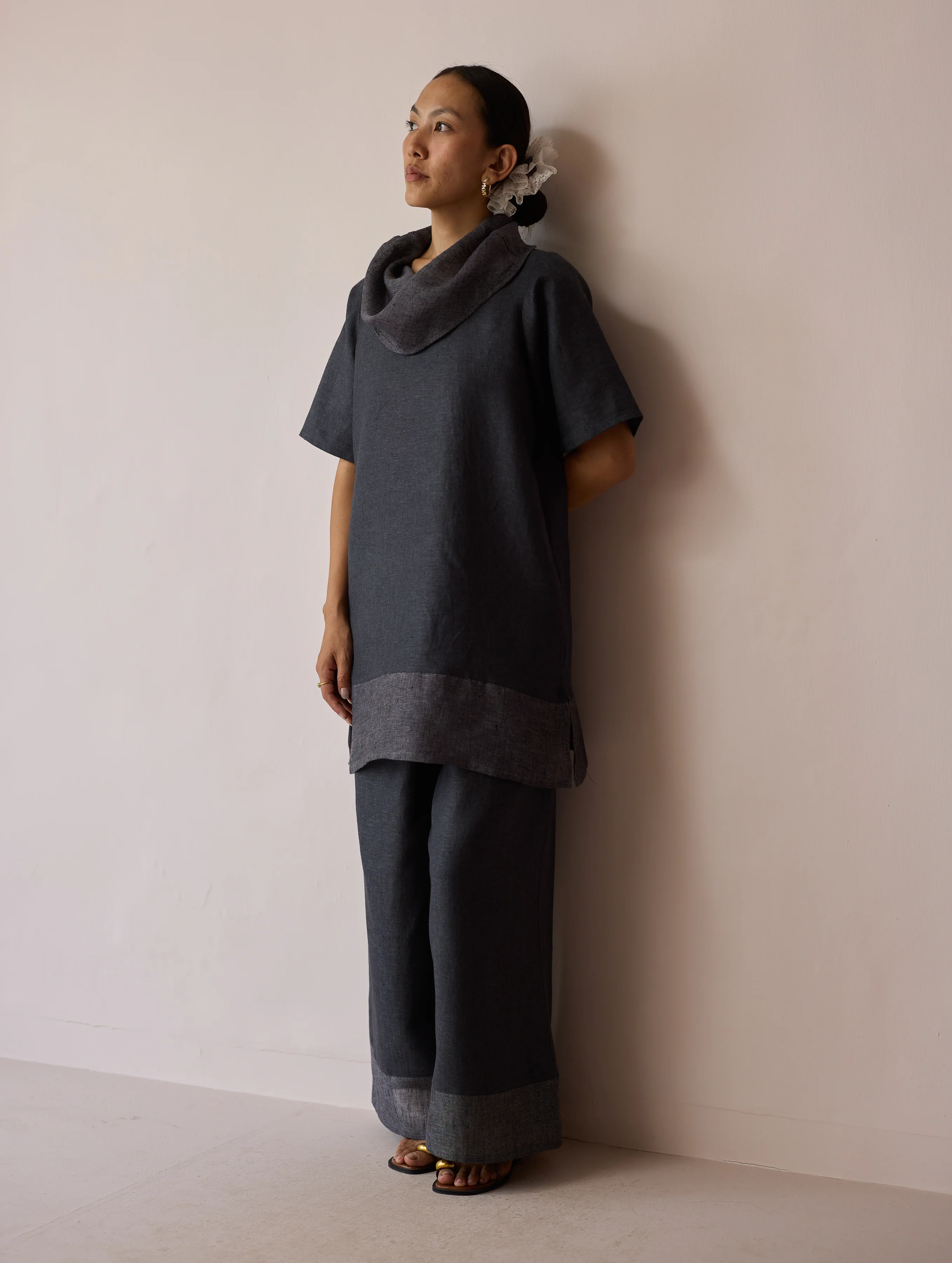 Kora Cowl-Neck Co-ord Set - Charcoal - Image 11