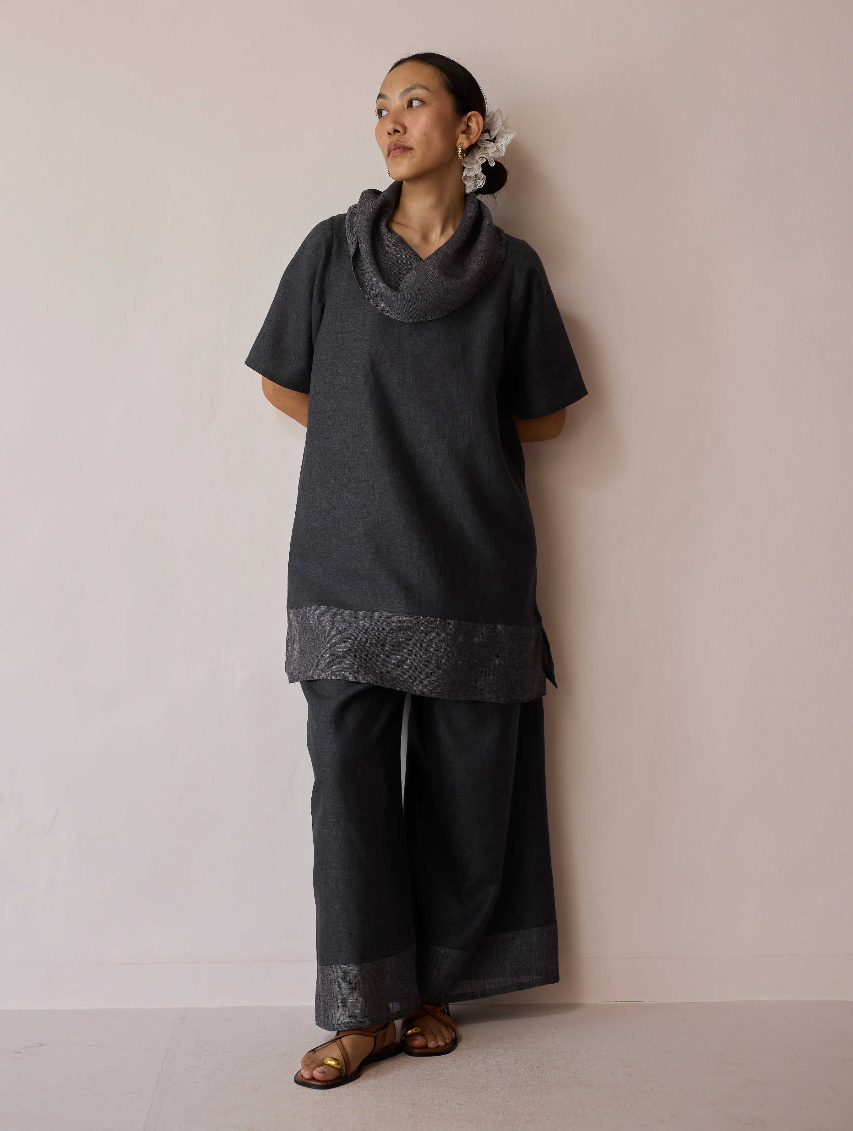 Kora Cowl-Neck Co-ord Set - Charcoal - Image 13