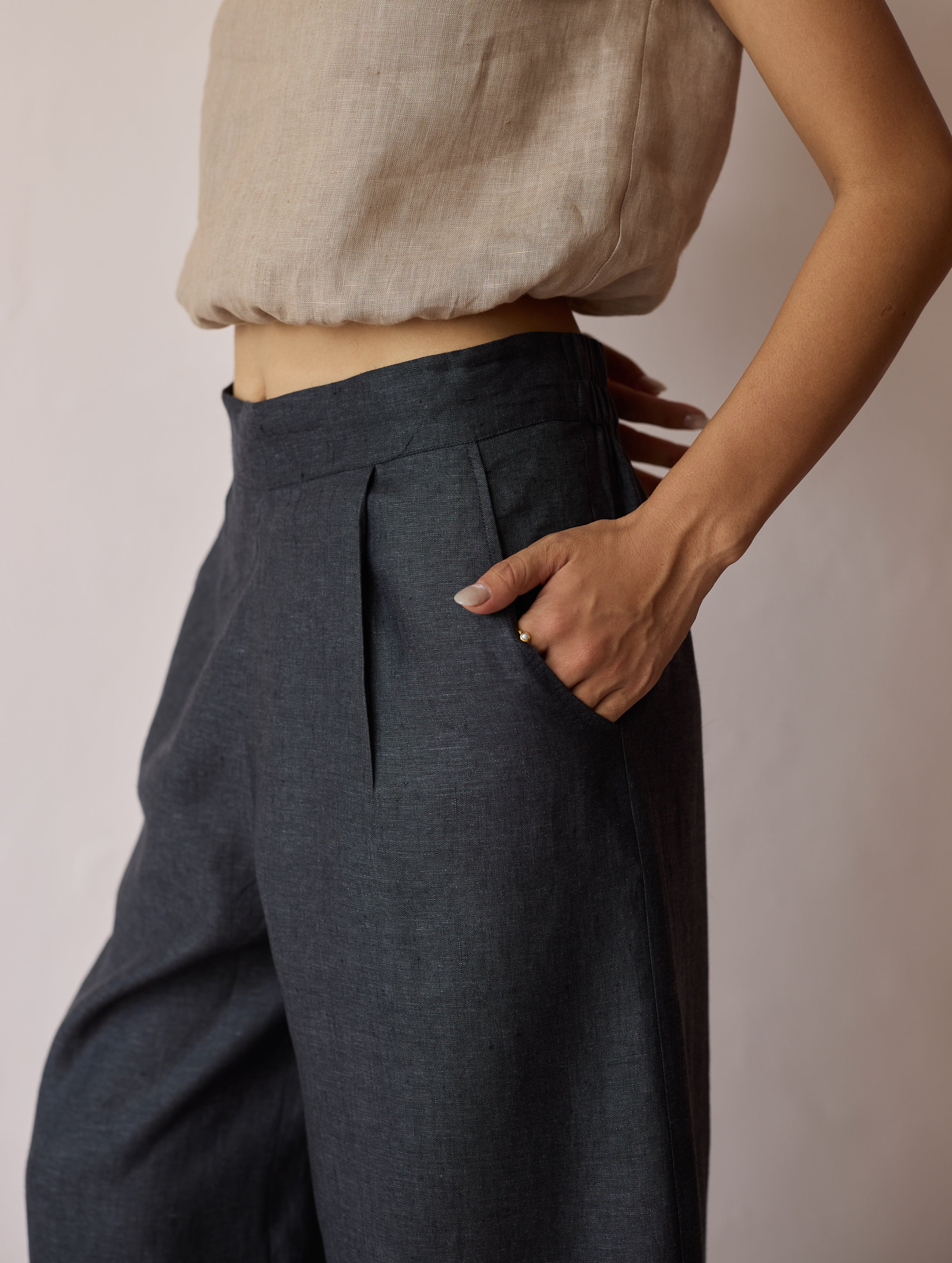 Kora Cowl-Neck Co-ord Set - Charcoal - Image 16