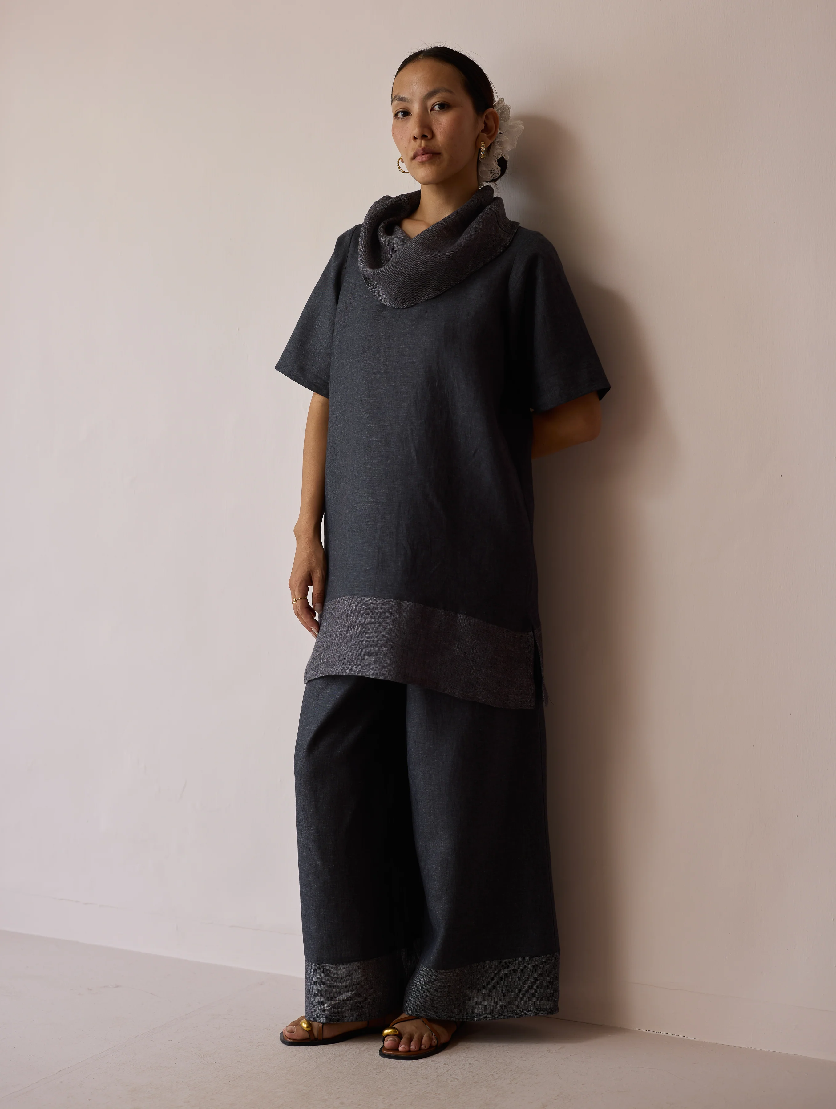 Kora Cowl-Neck Co-ord Set - Charcoal - Image 18