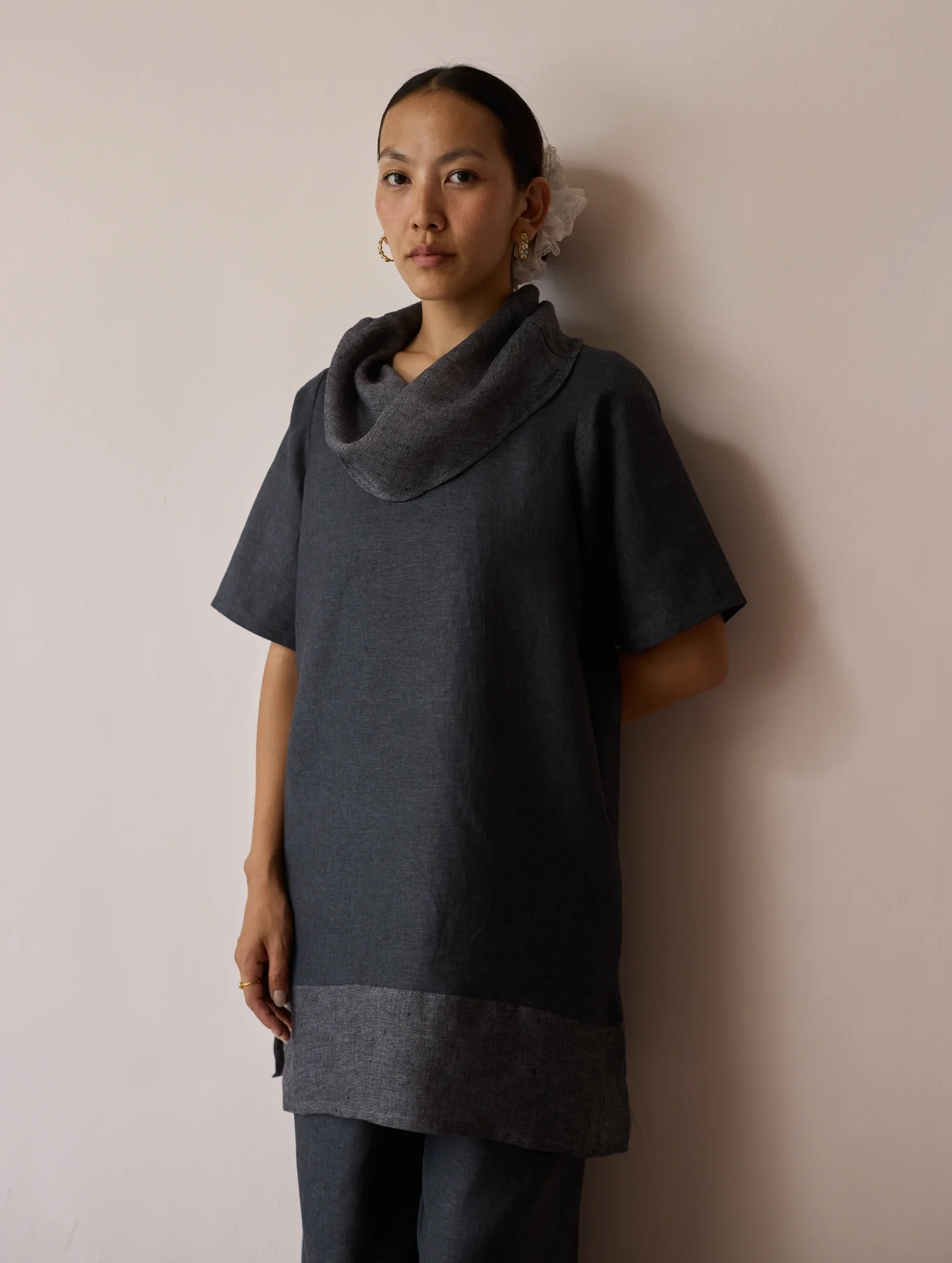 Kora Cowl-Neck Co-ord Set - Charcoal - Image 2