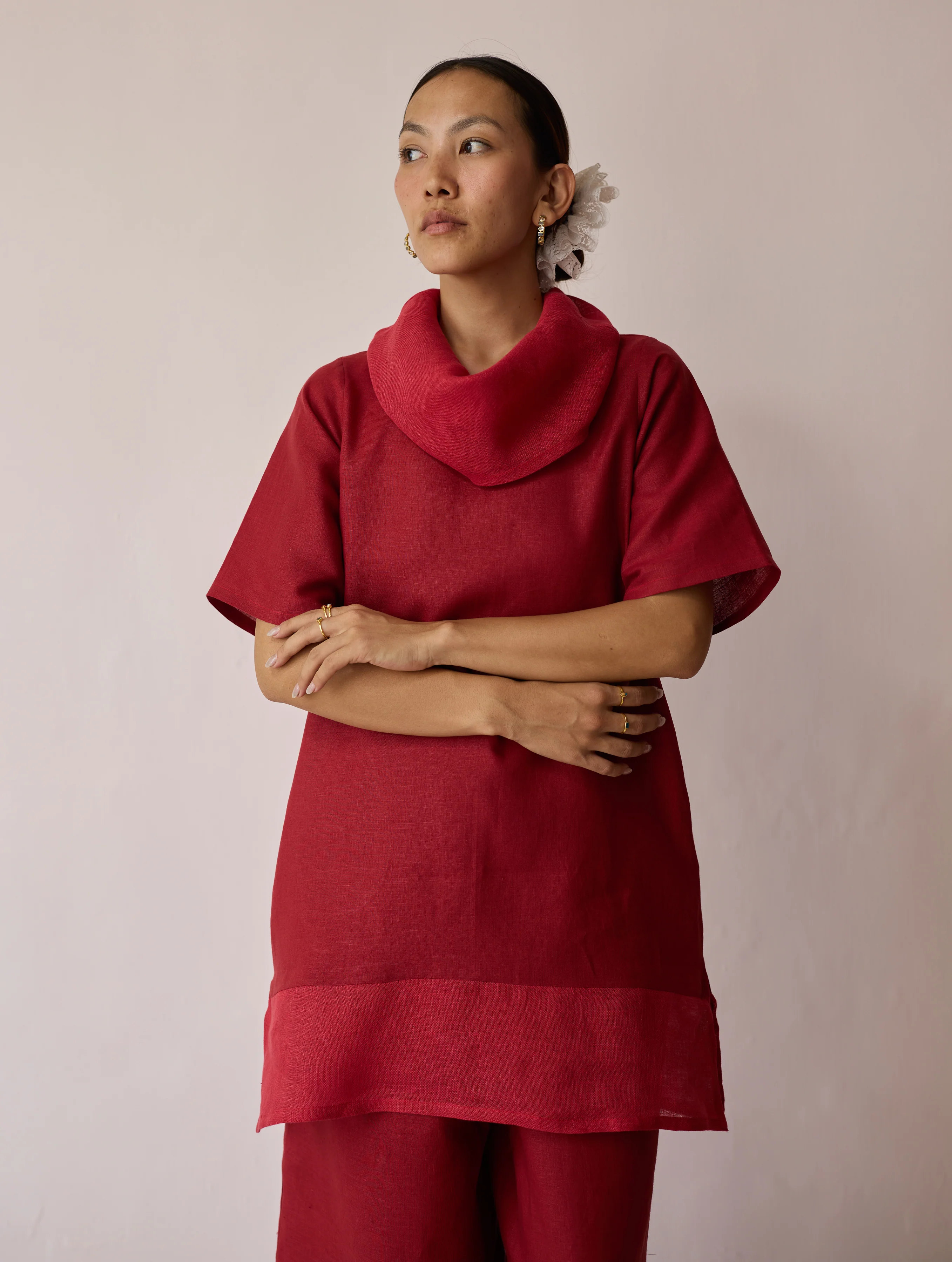 Kora Cowl-Neck Co-ord Set - Heirloom Red - Image 10