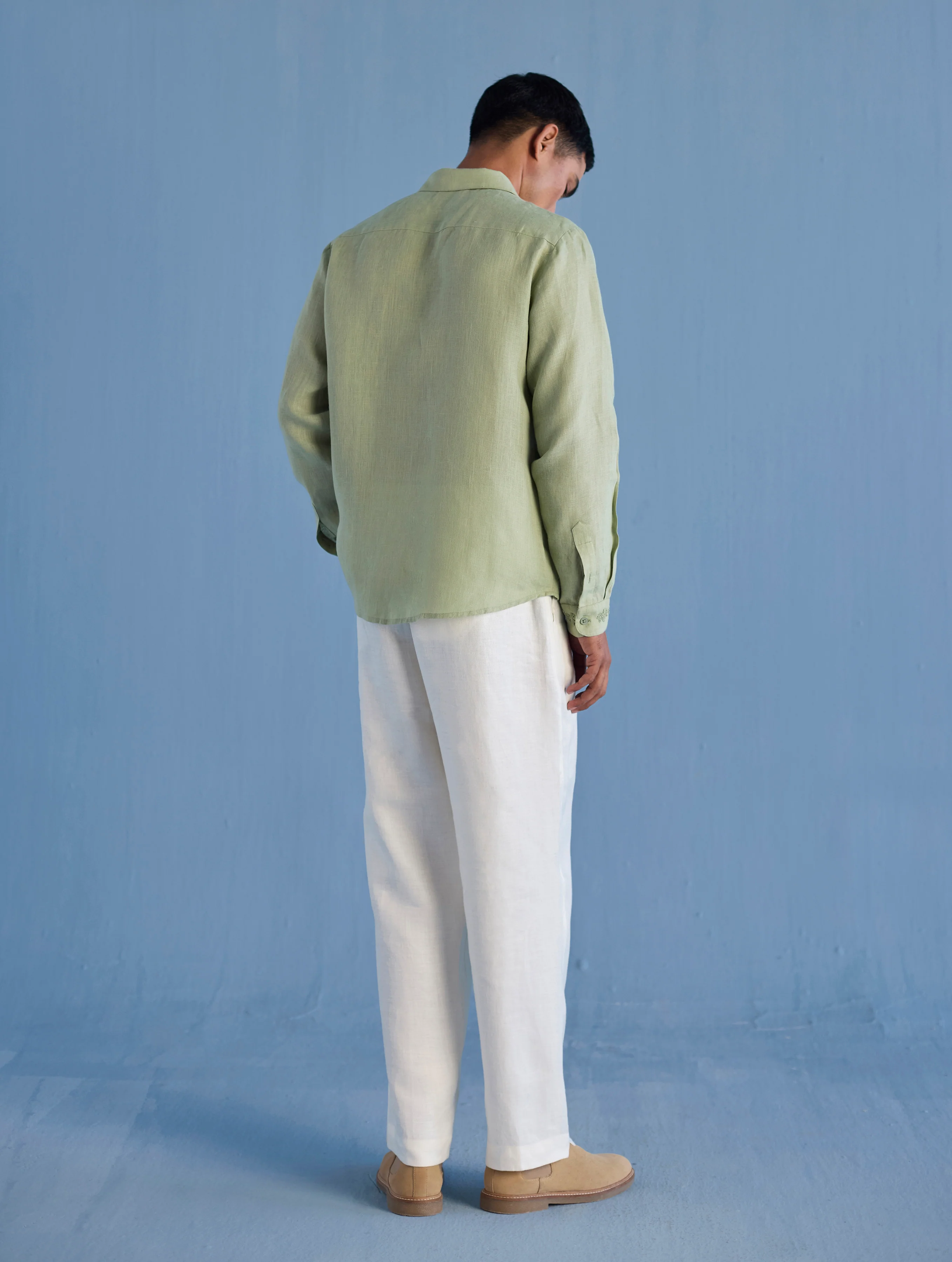 Kuru Hand-Embroidered Linen Shirt - Mint - Image 9