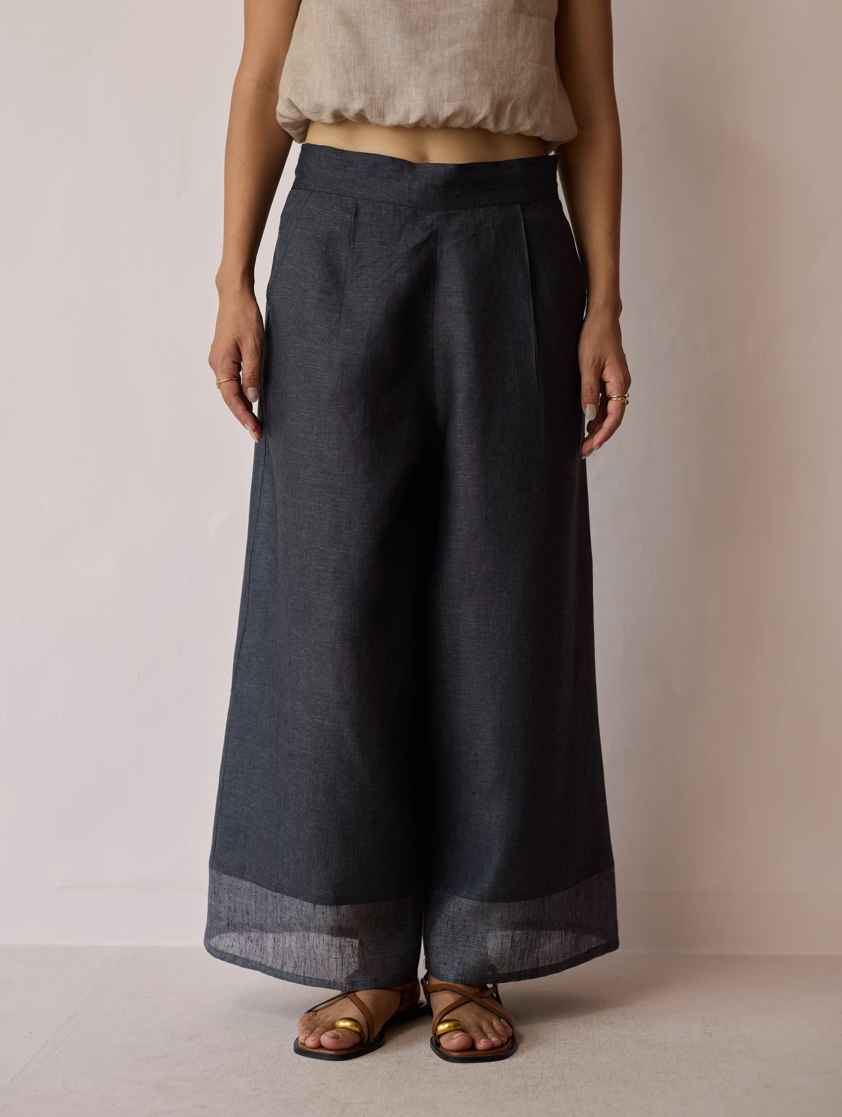 Lagom Wide Leg linen Pants - Charcoal - Image 8