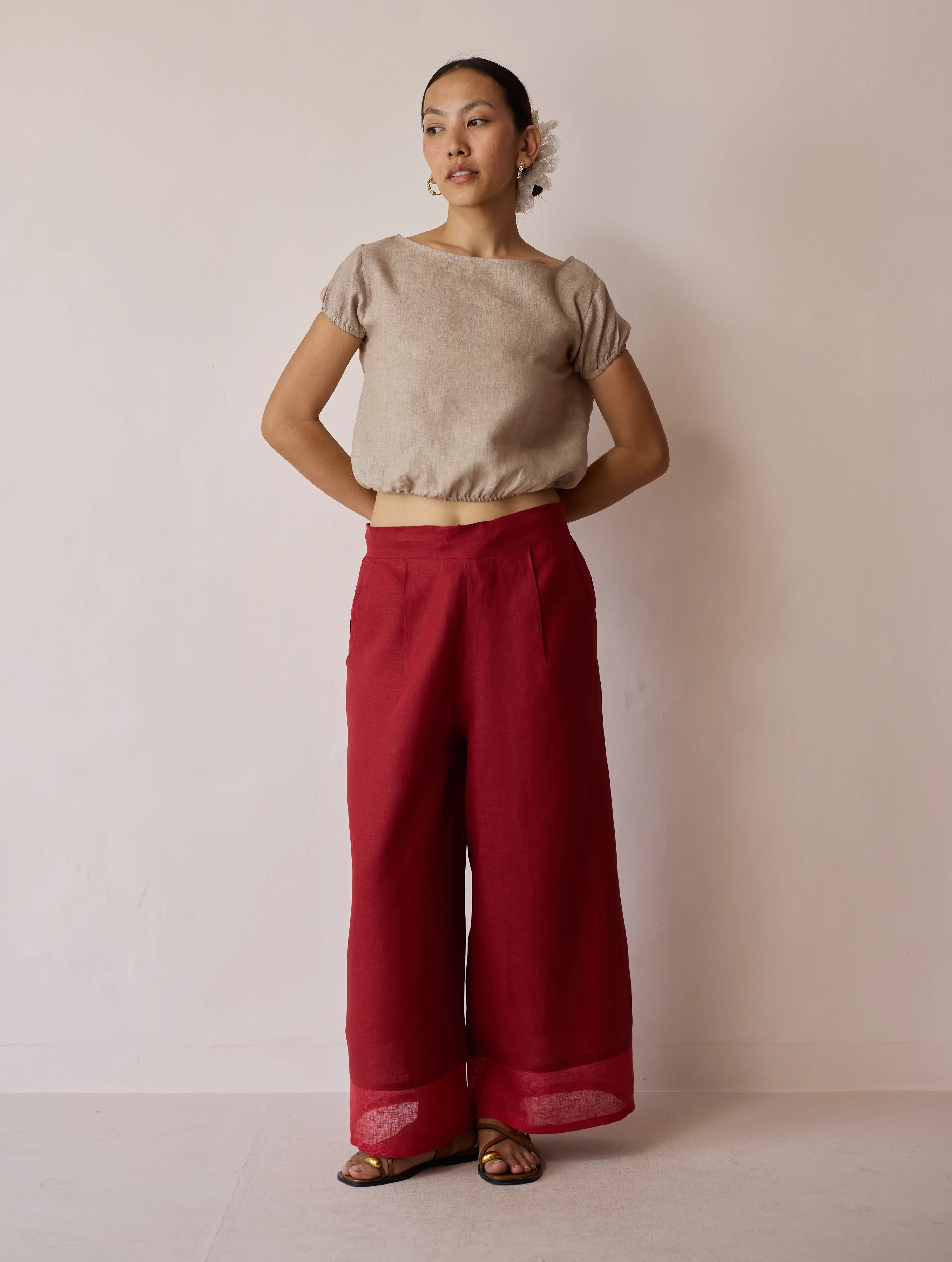 Lagom Wide Leg Linen Pants - Heirloom Red - Image 7