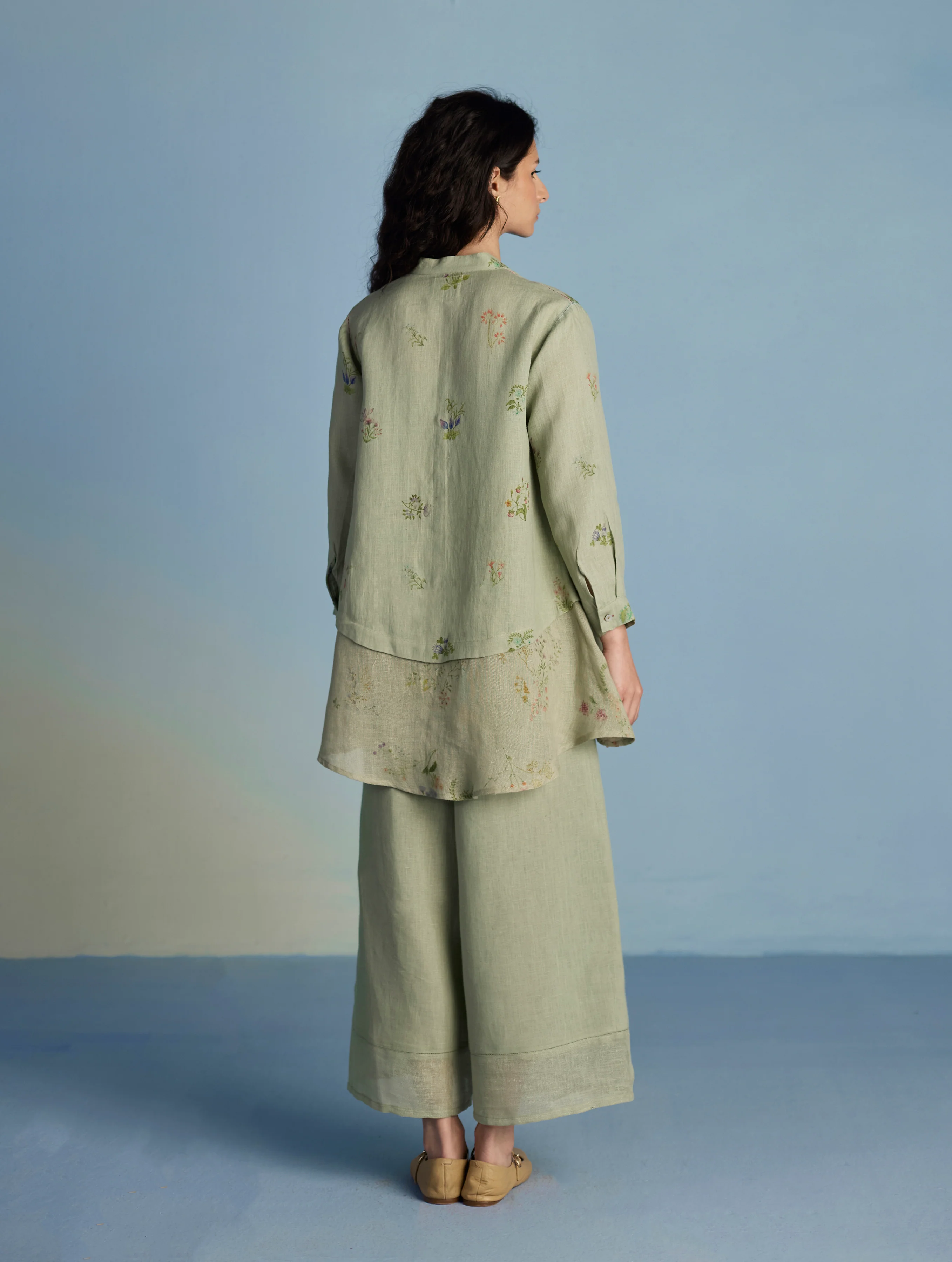 Leina A- Line Linen Co-ord Set - Mint - Image 4