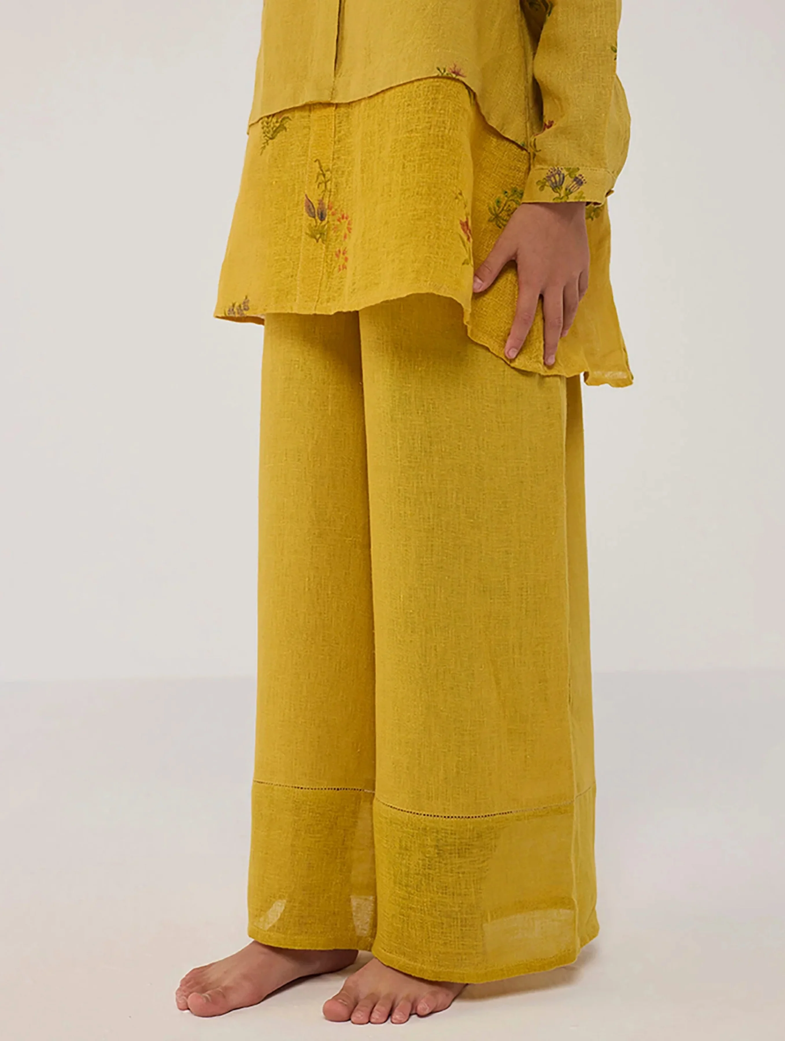 Leina A- Line Linen Co-ord Set - Ochre - Image 6