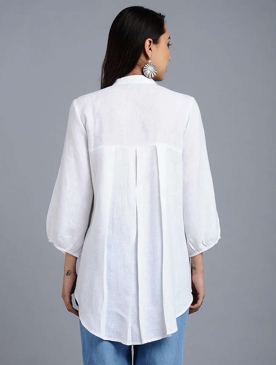 Lenora Classic Linen Shirt - White - Image 2