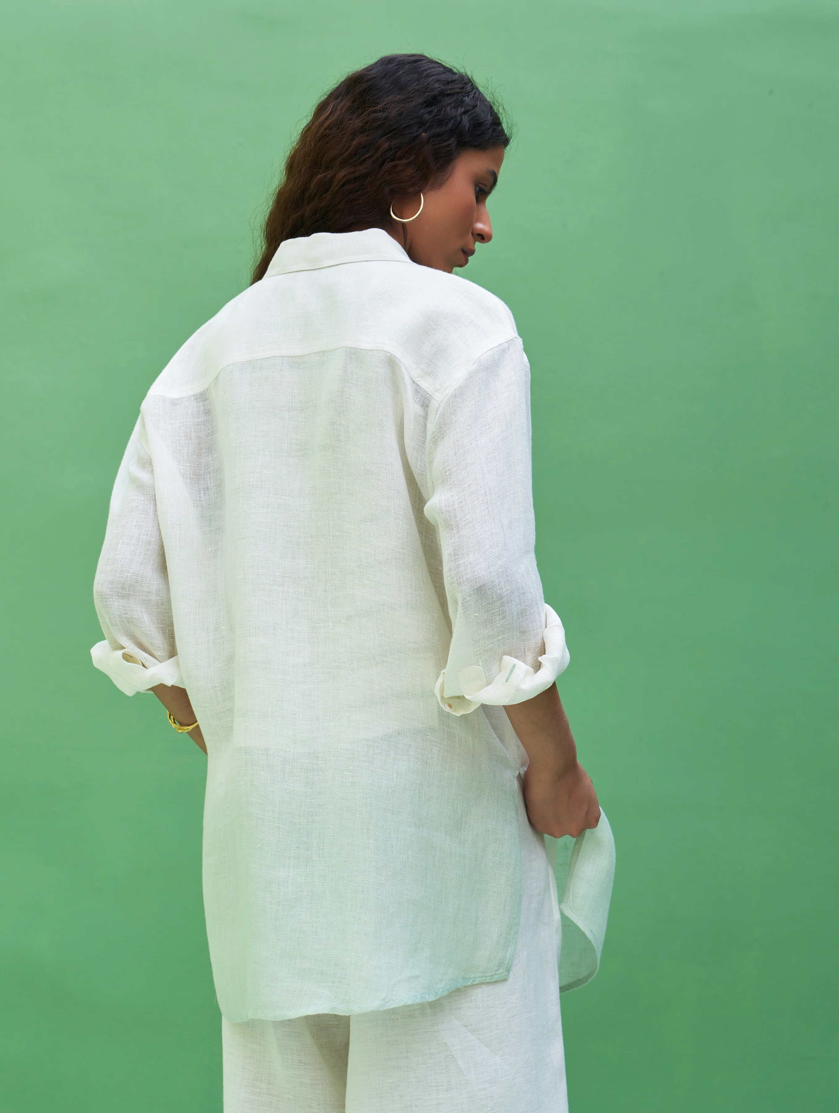 Lessa Sheer Linen Tie-Dye Shirt - Ivory - Image 2