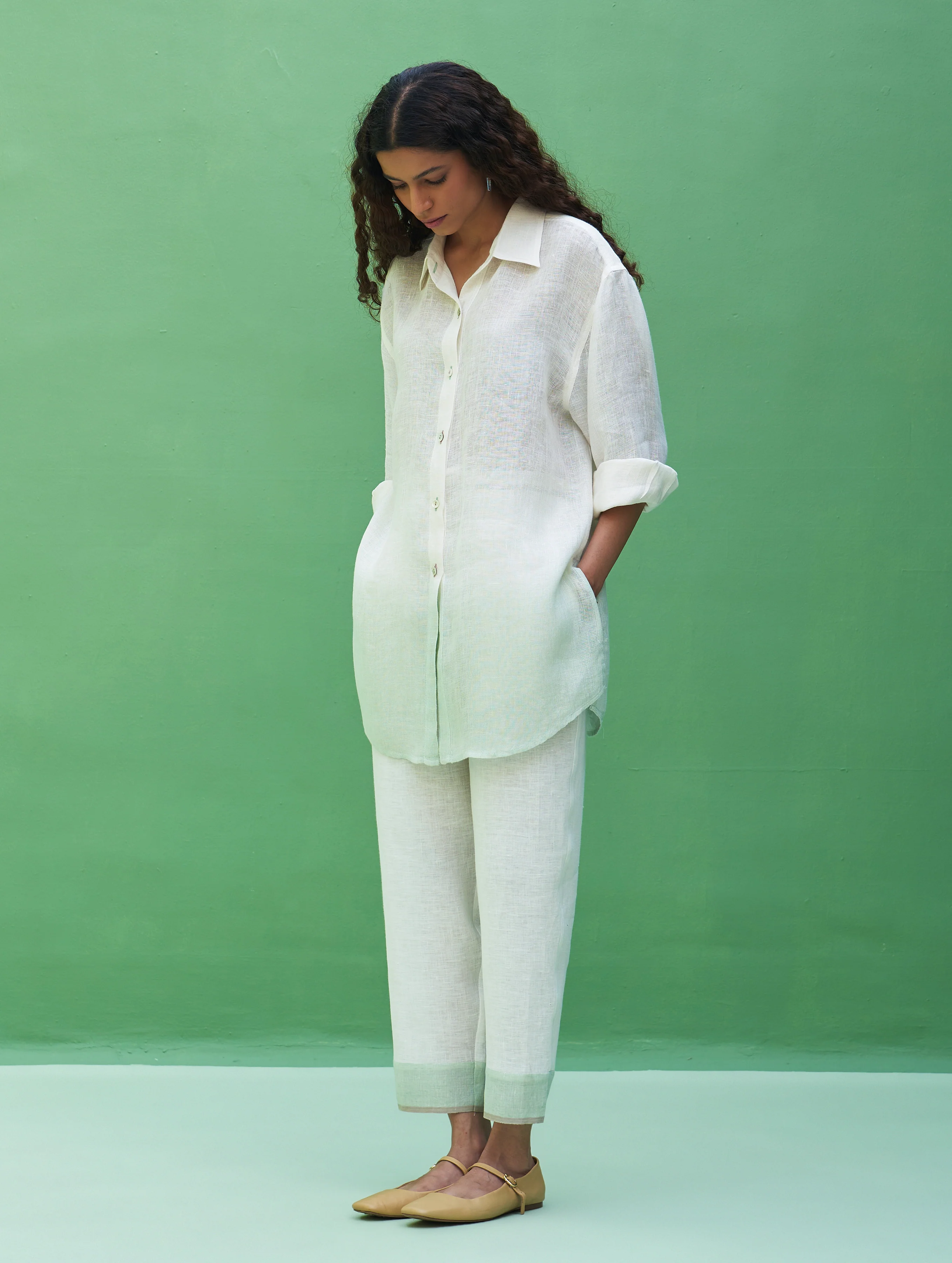 Lessa Sheer Linen Tie-Dye Shirt - Ivory - Image 3