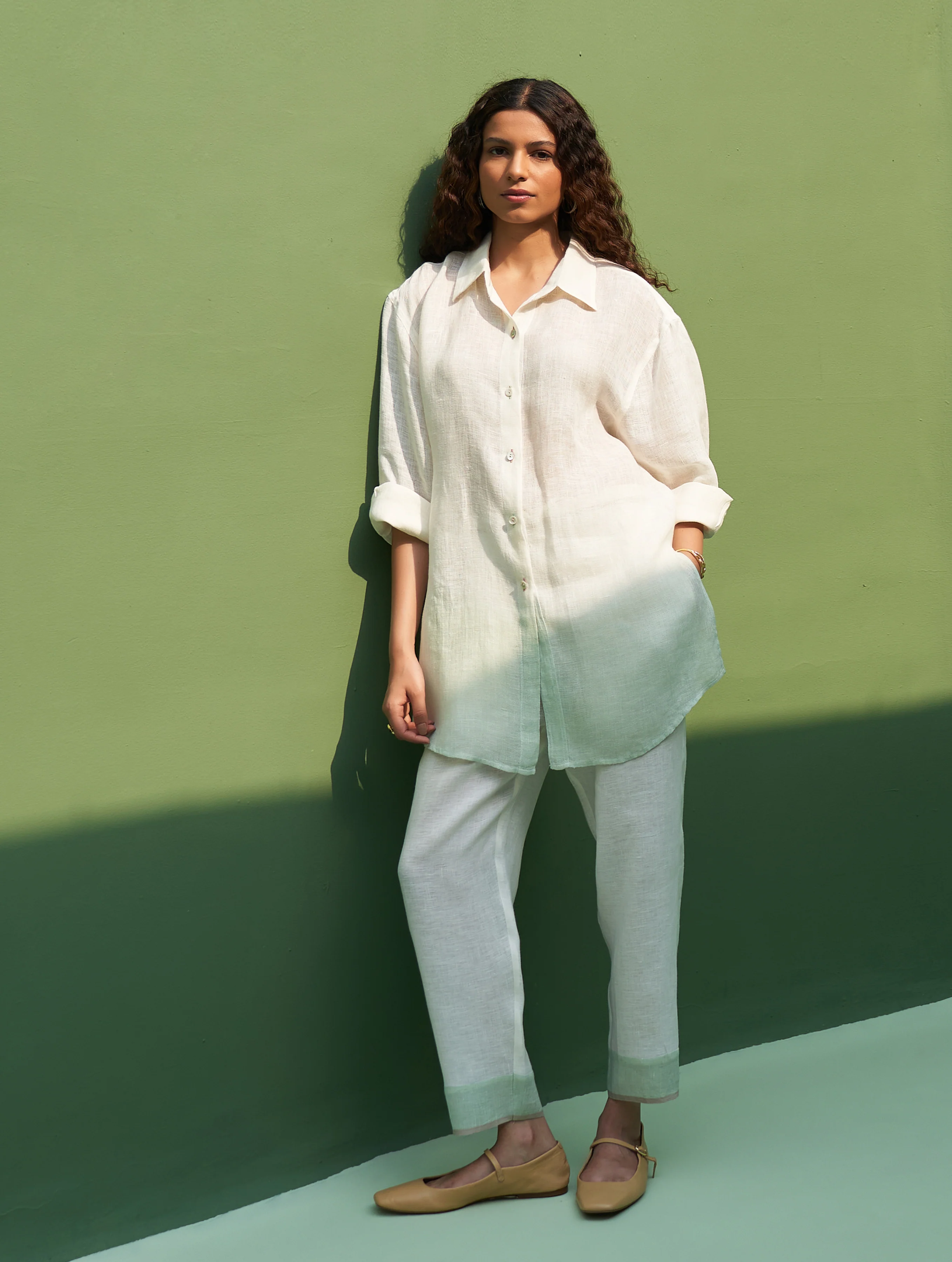 Lessa Sheer Linen Tie-Dye Shirt - Ivory - Image 5