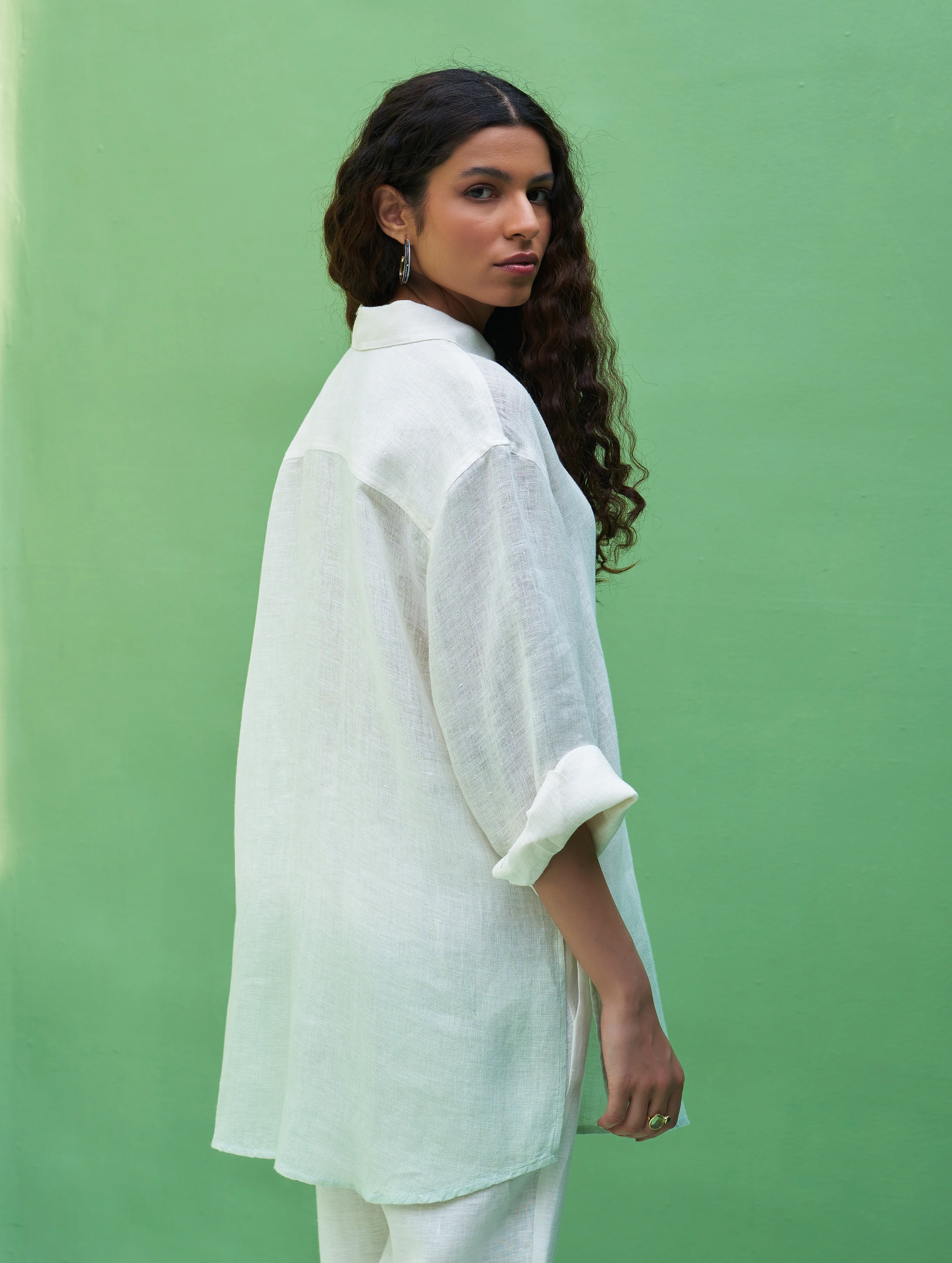 Lessa Sheer Linen Tie-Dye Shirt - Ivory - Image 7