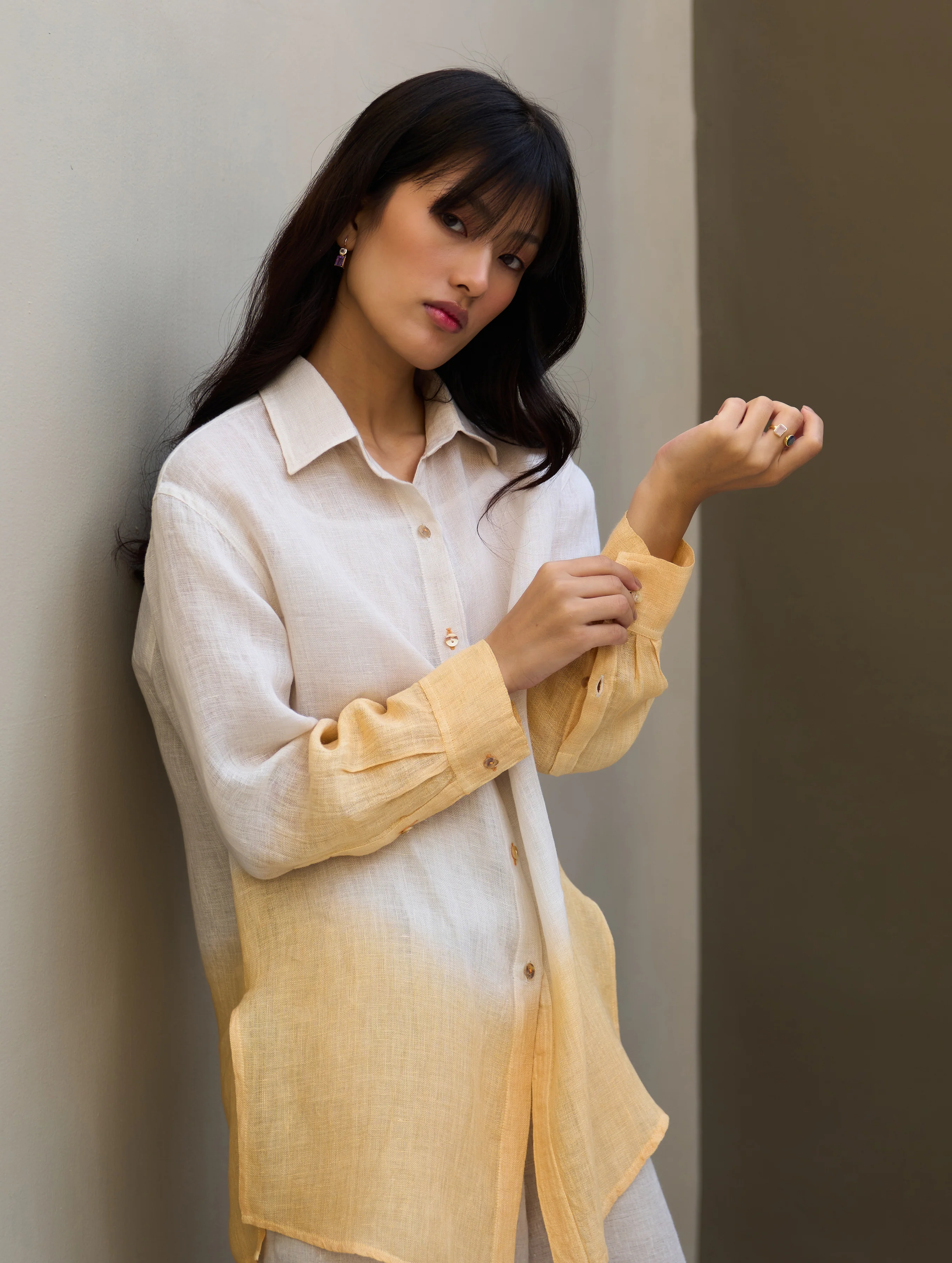 Lessa Sheer Linen Tie -Dye Shirt - Natural - Image 7