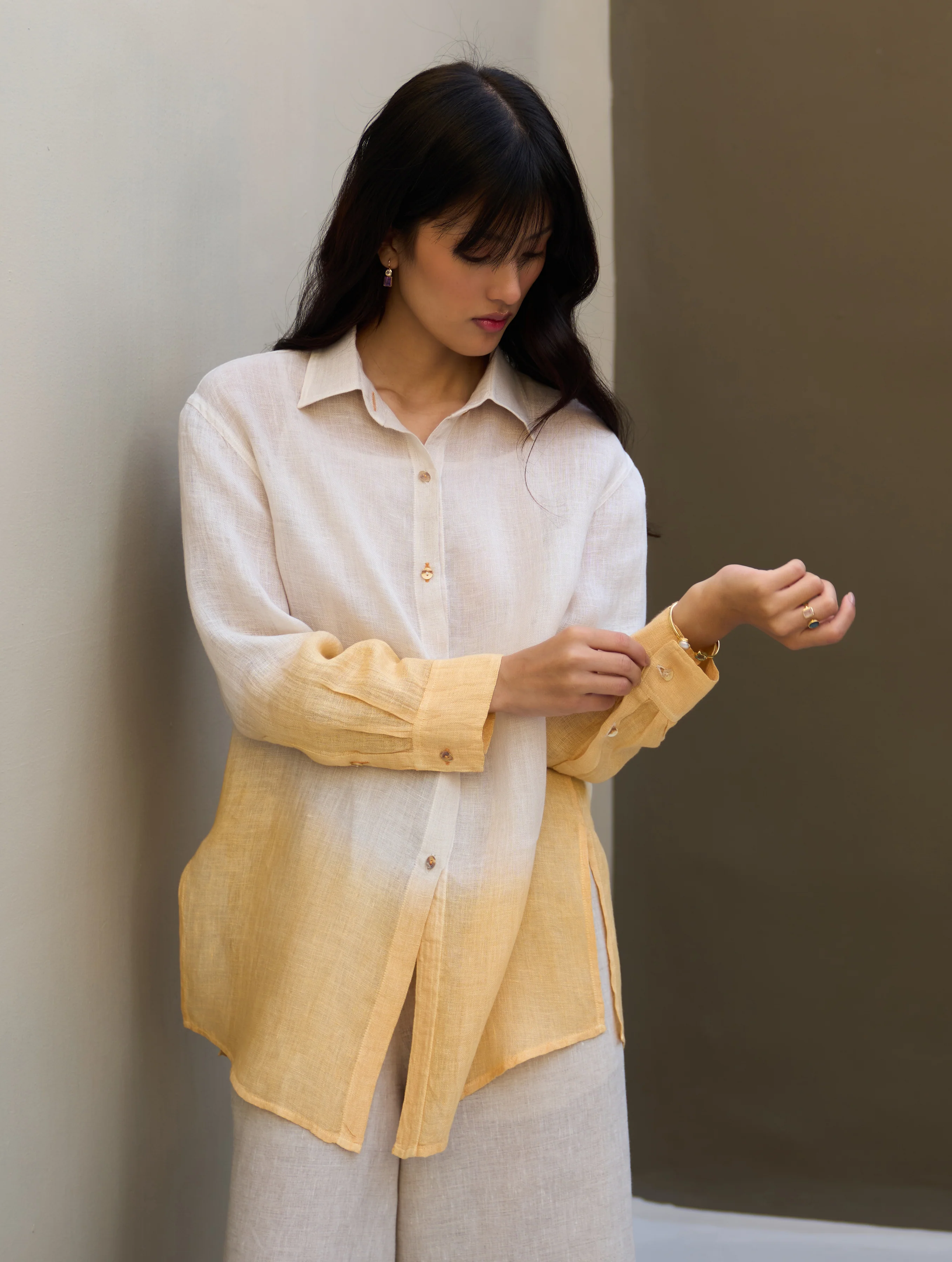 Lessa Sheer Linen Tie -Dye Shirt - Natural - Image 8
