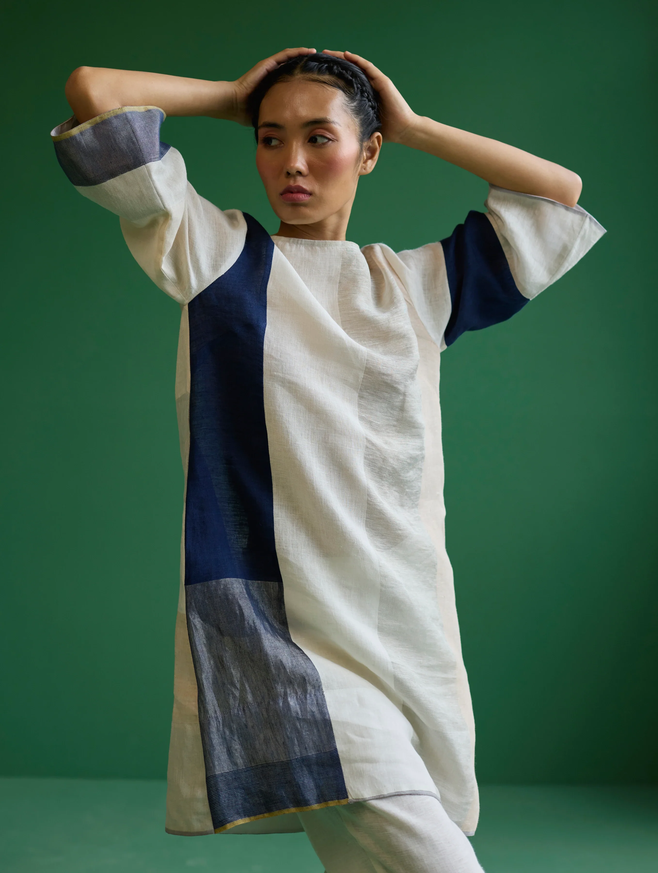 Lina Color-Blocked Co-ord Set - Ivory - Image 2