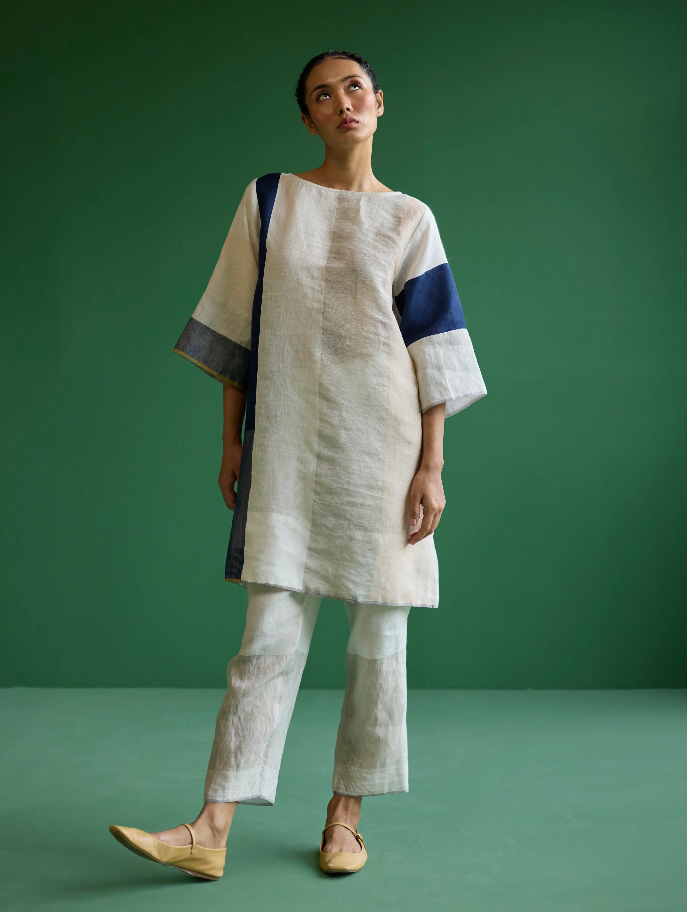 Lina Color-Blocked Co-ord Set - Ivory - Image 3