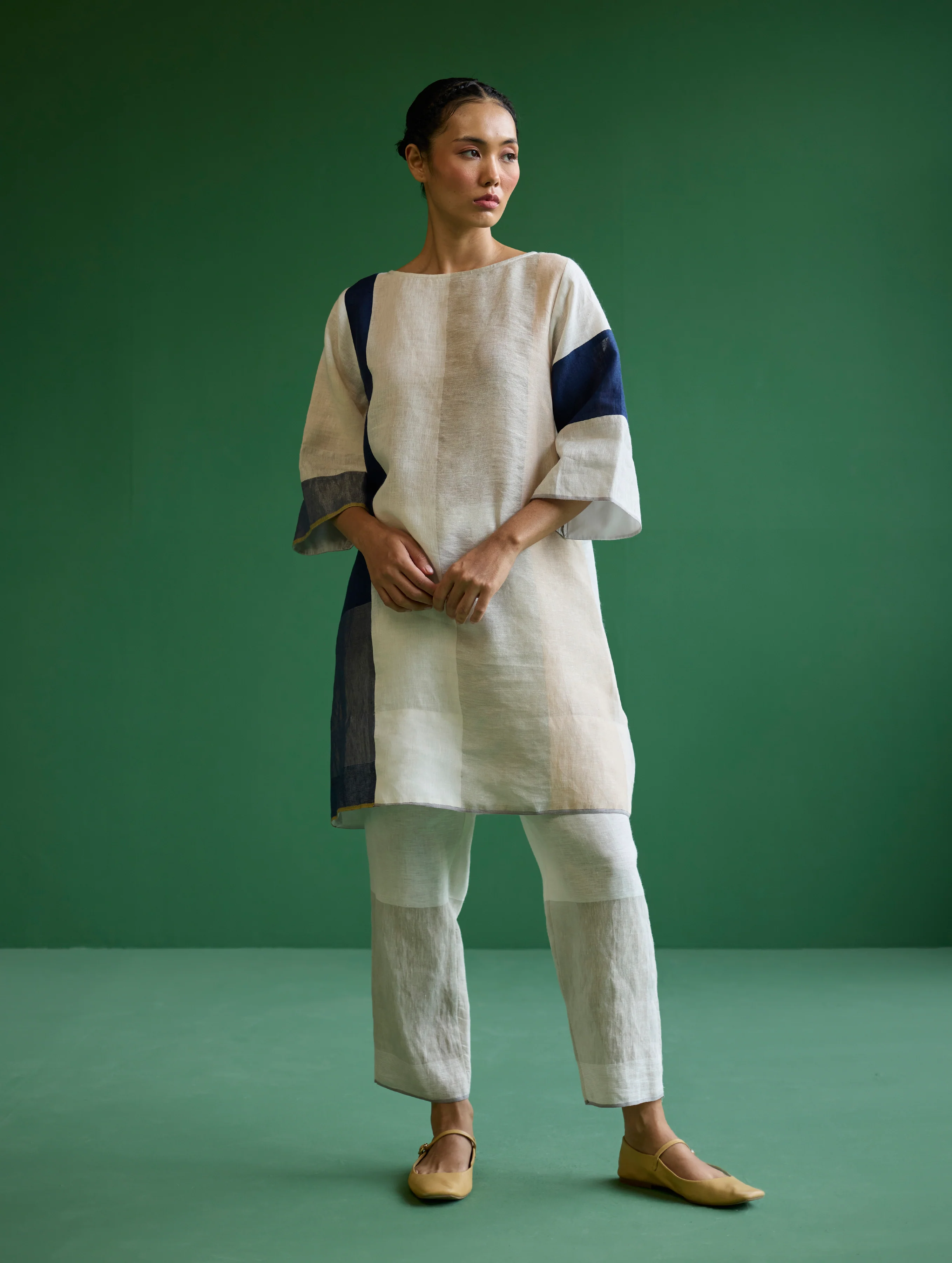 Lina Color-Blocked Co-ord Set - Ivory - Image 5
