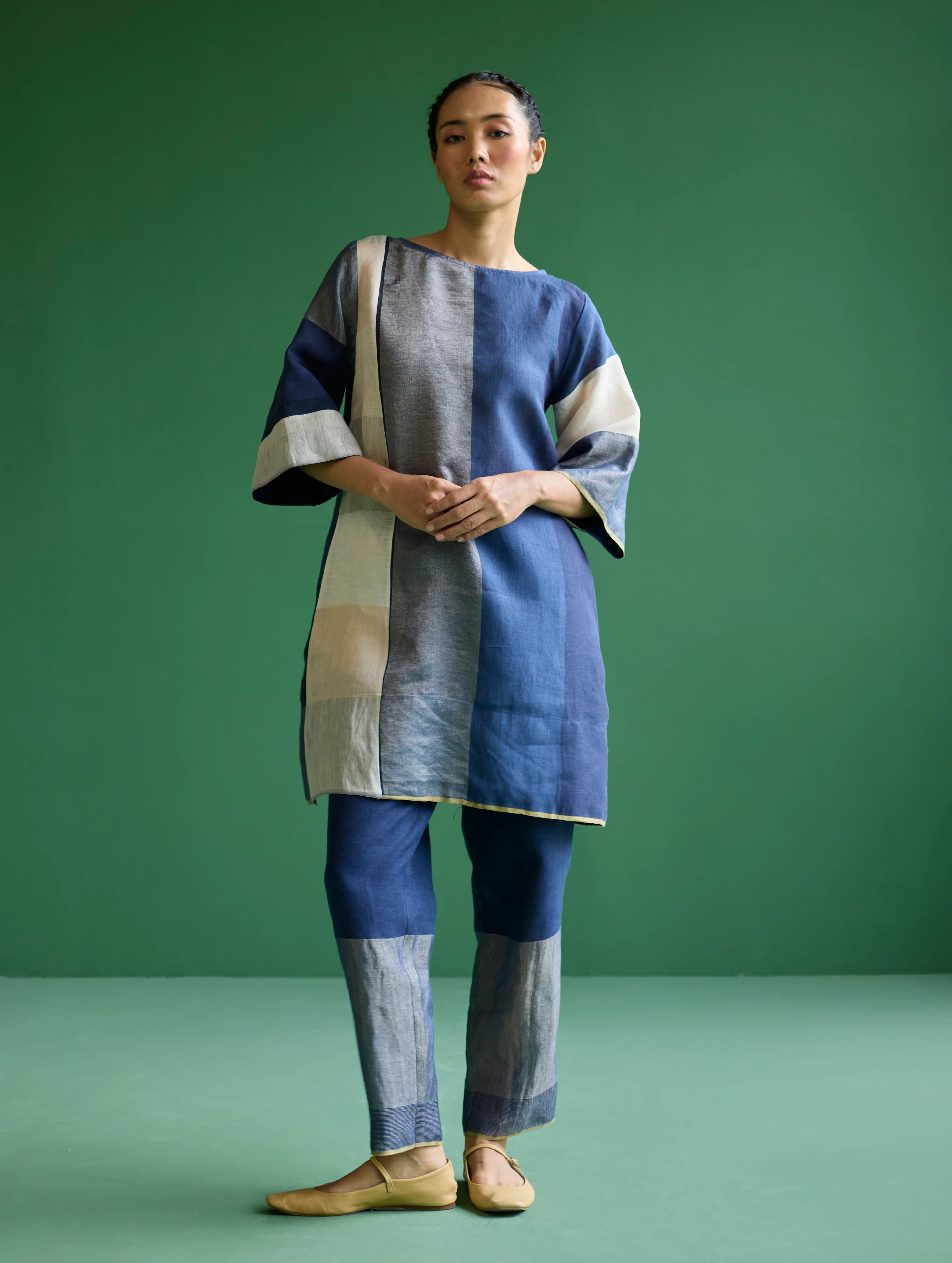 Lina Color-Blocked Co-ord Set - Navy - Image 3