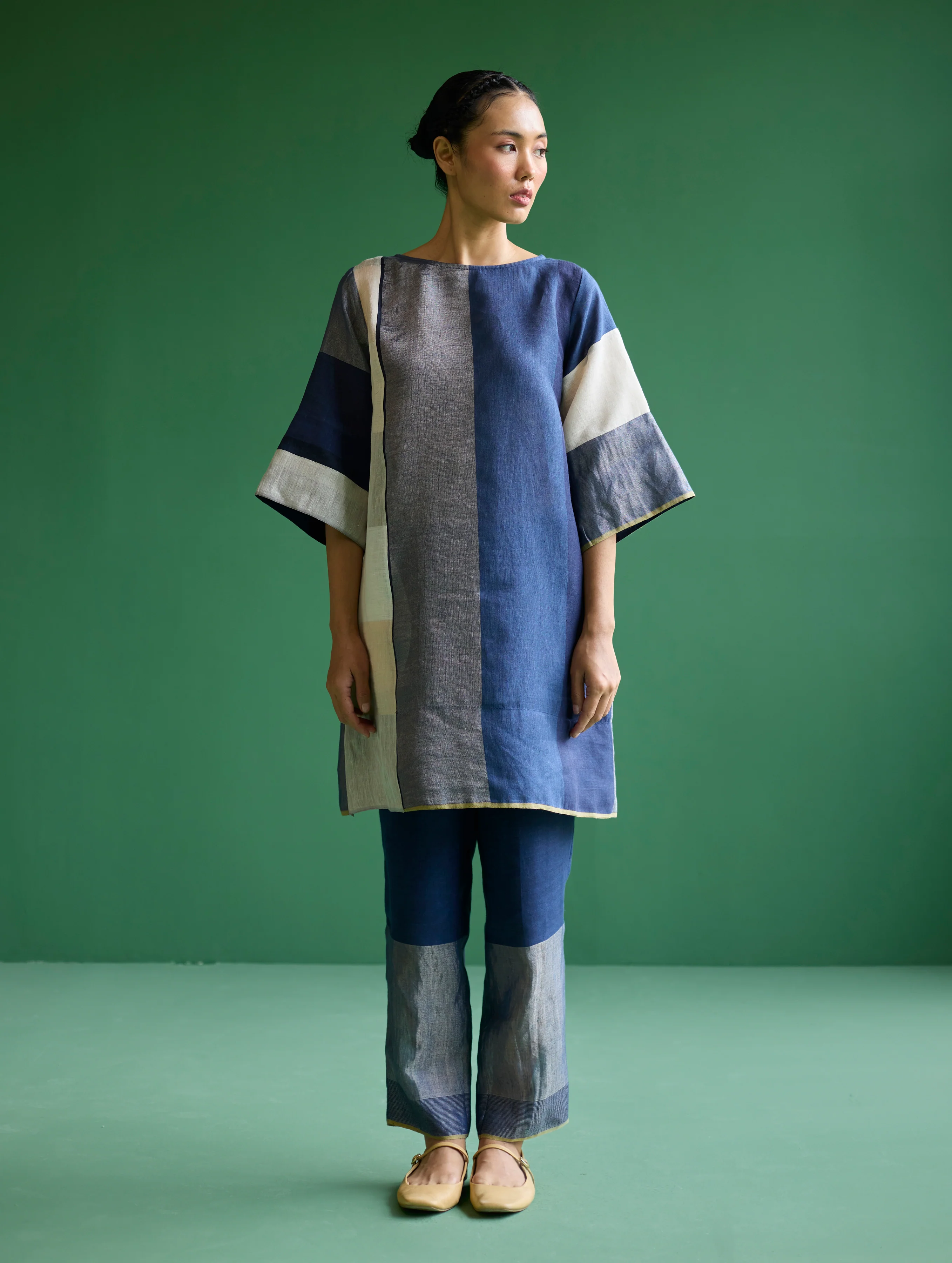 Lina Color-Blocked Co-ord Set - Navy - Image 4