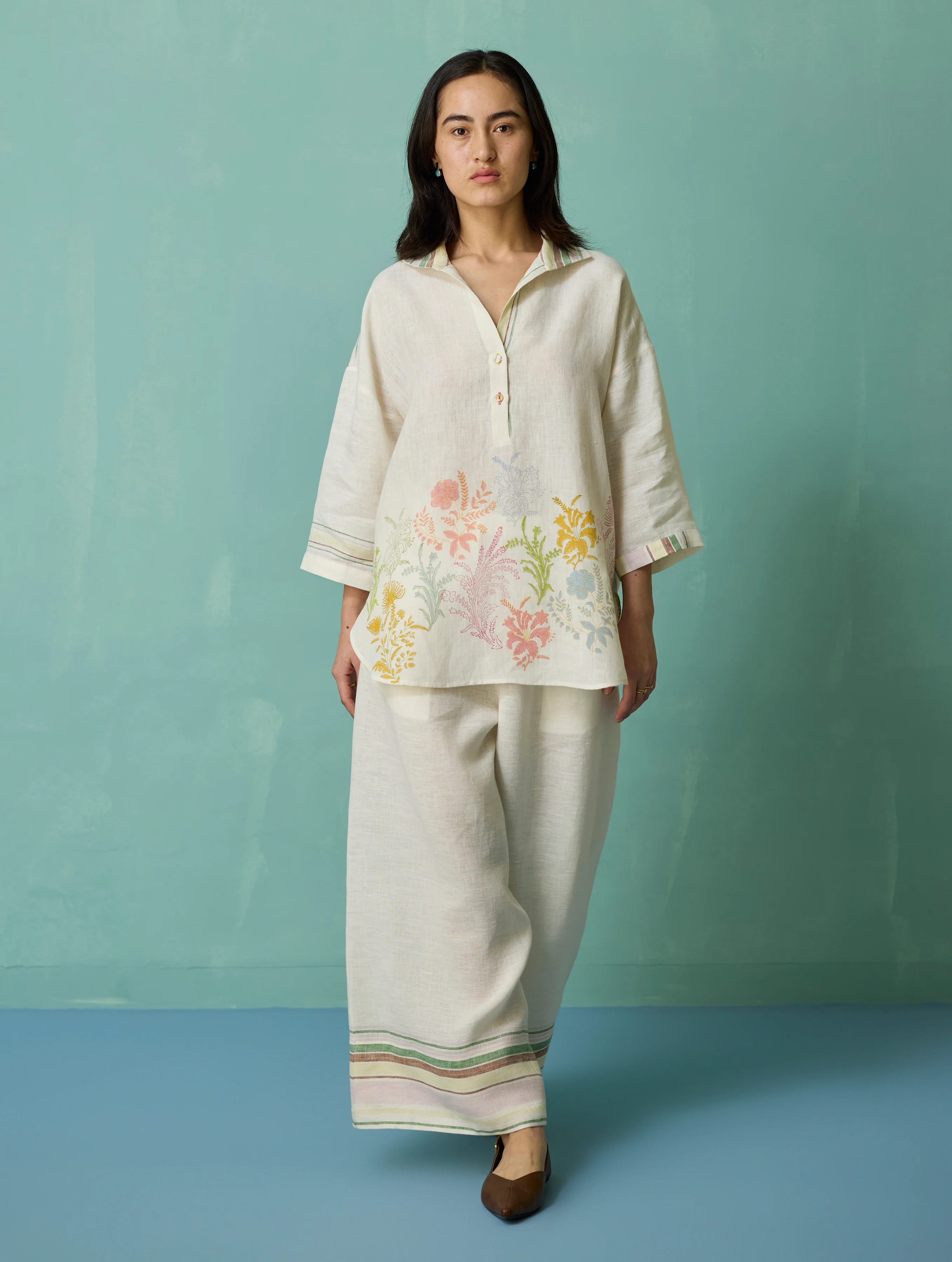 Luma Block-Printed Floral Shirt - Ivory - Image 3