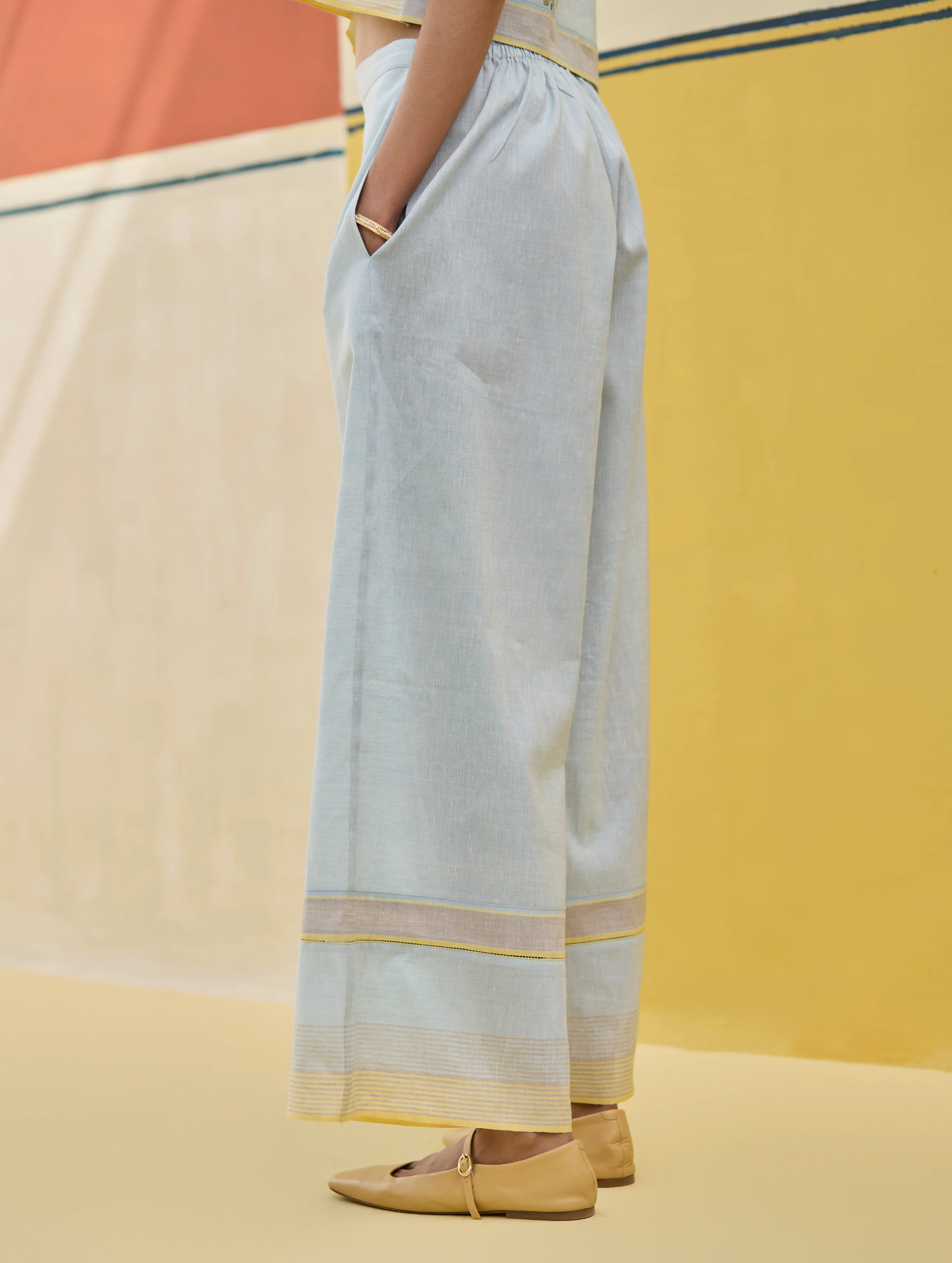 Lyla Stripe Border Pant - Sky - Image 5
