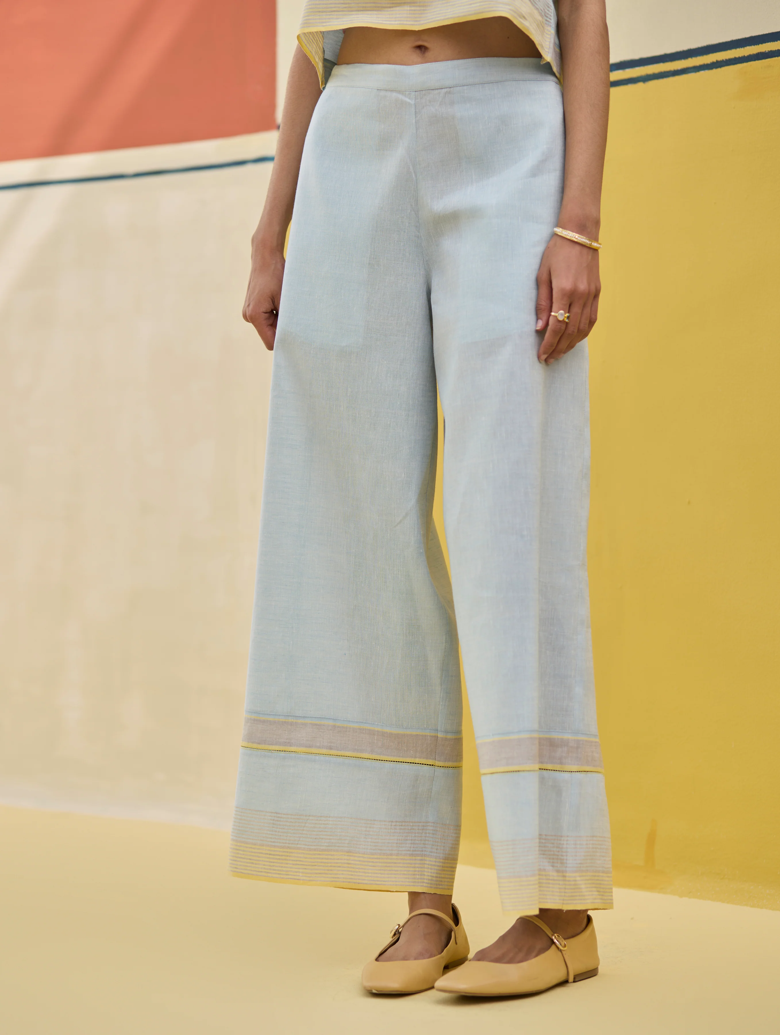 Lyla Stripe Border Pant - Sky - Image 6