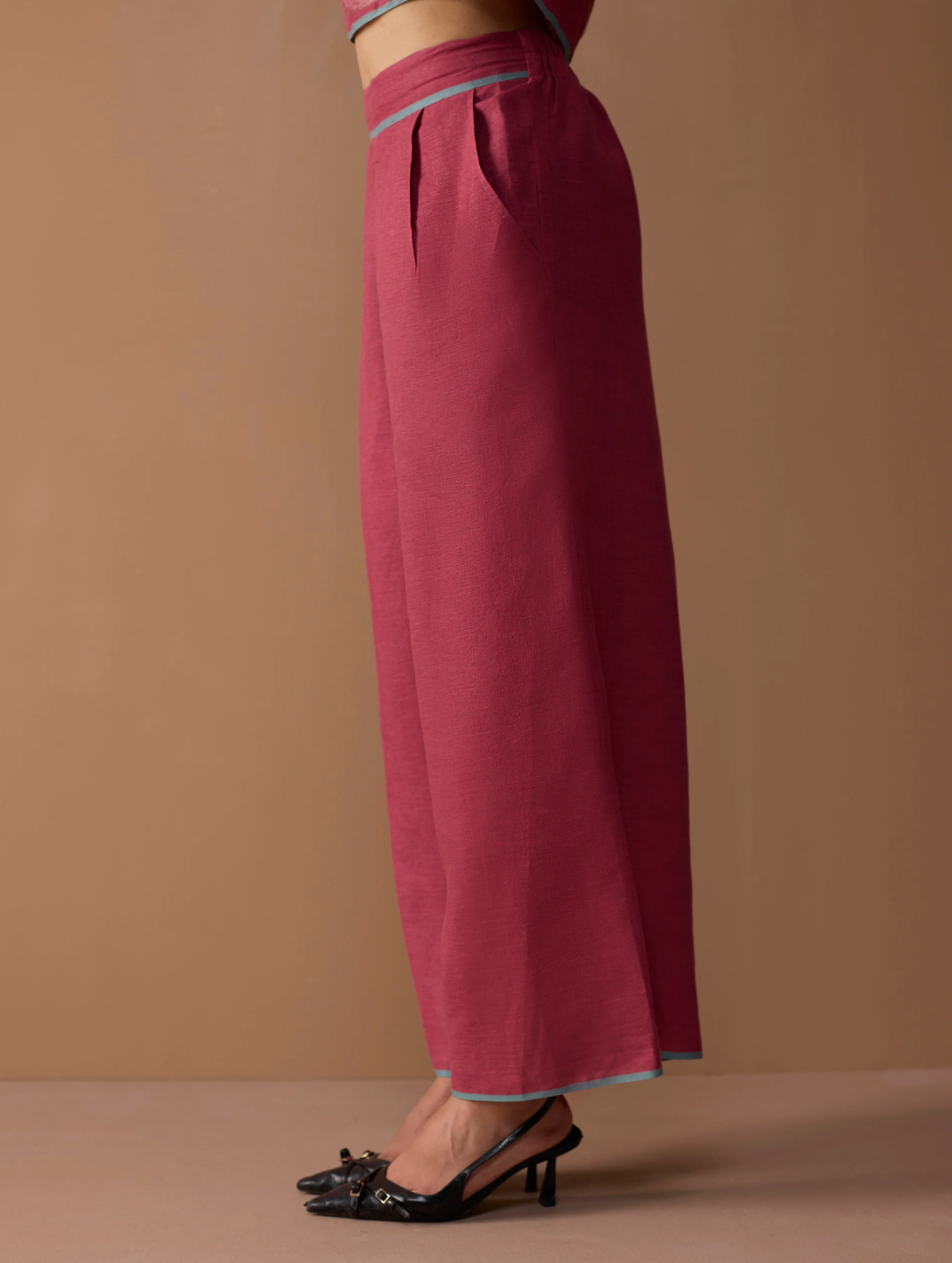 Mana Angrakha Co-ord Set -  Metallic Crimson - Image 10