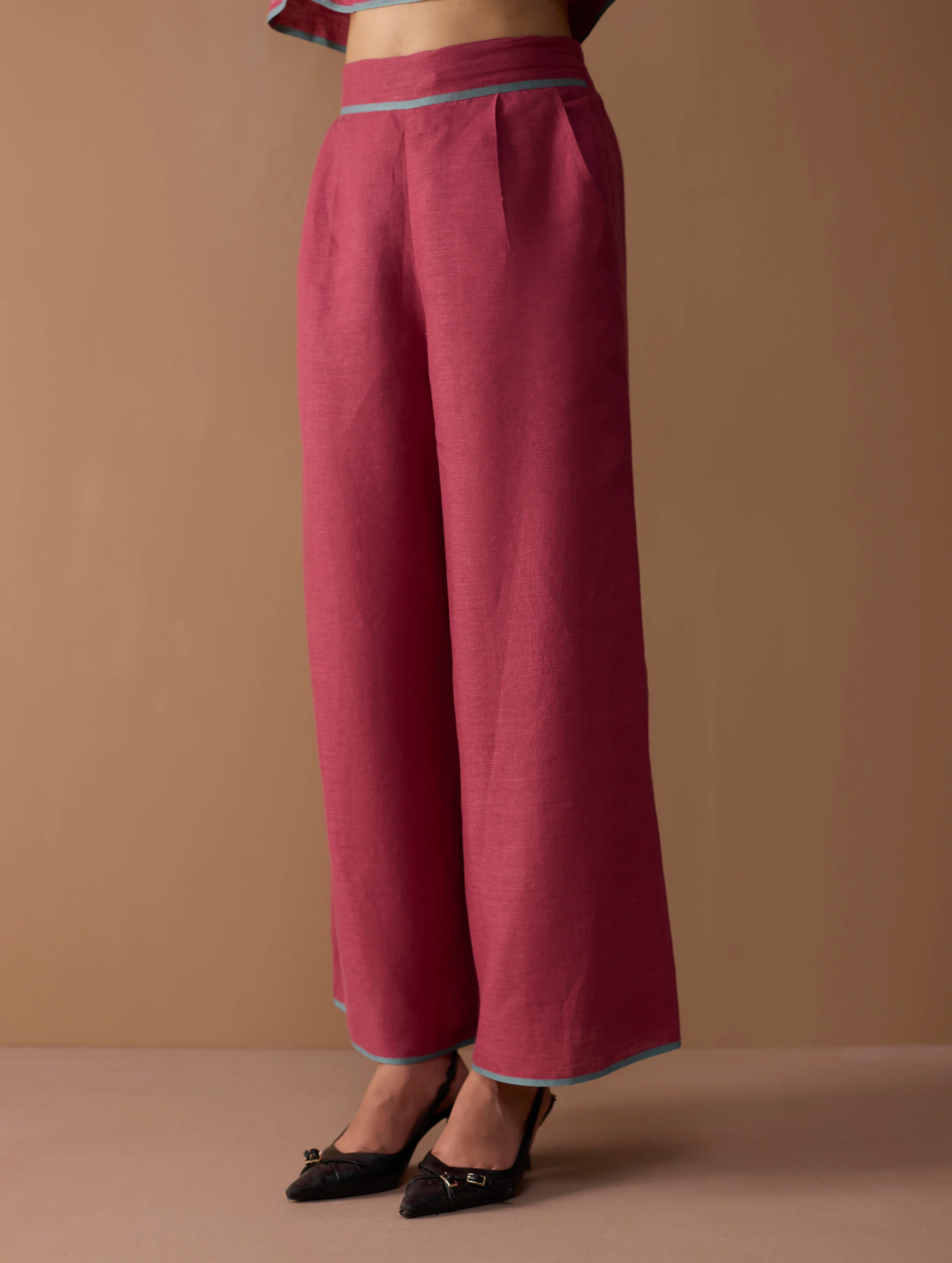 Mana Angrakha Co-ord Set -  Metallic Crimson - Image 9