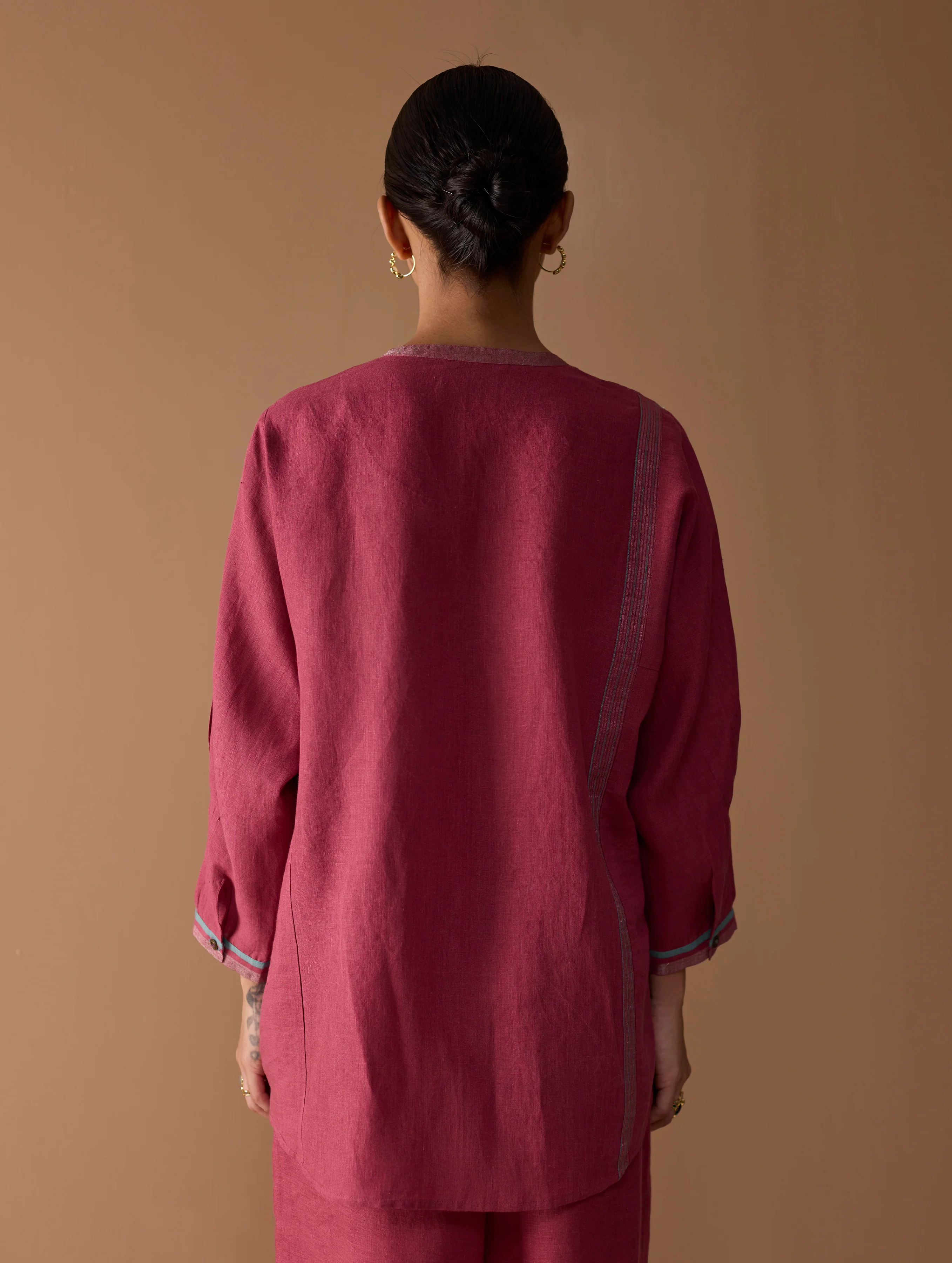 Mana Angrakha Shirt - Metallic Crimson - Image 8