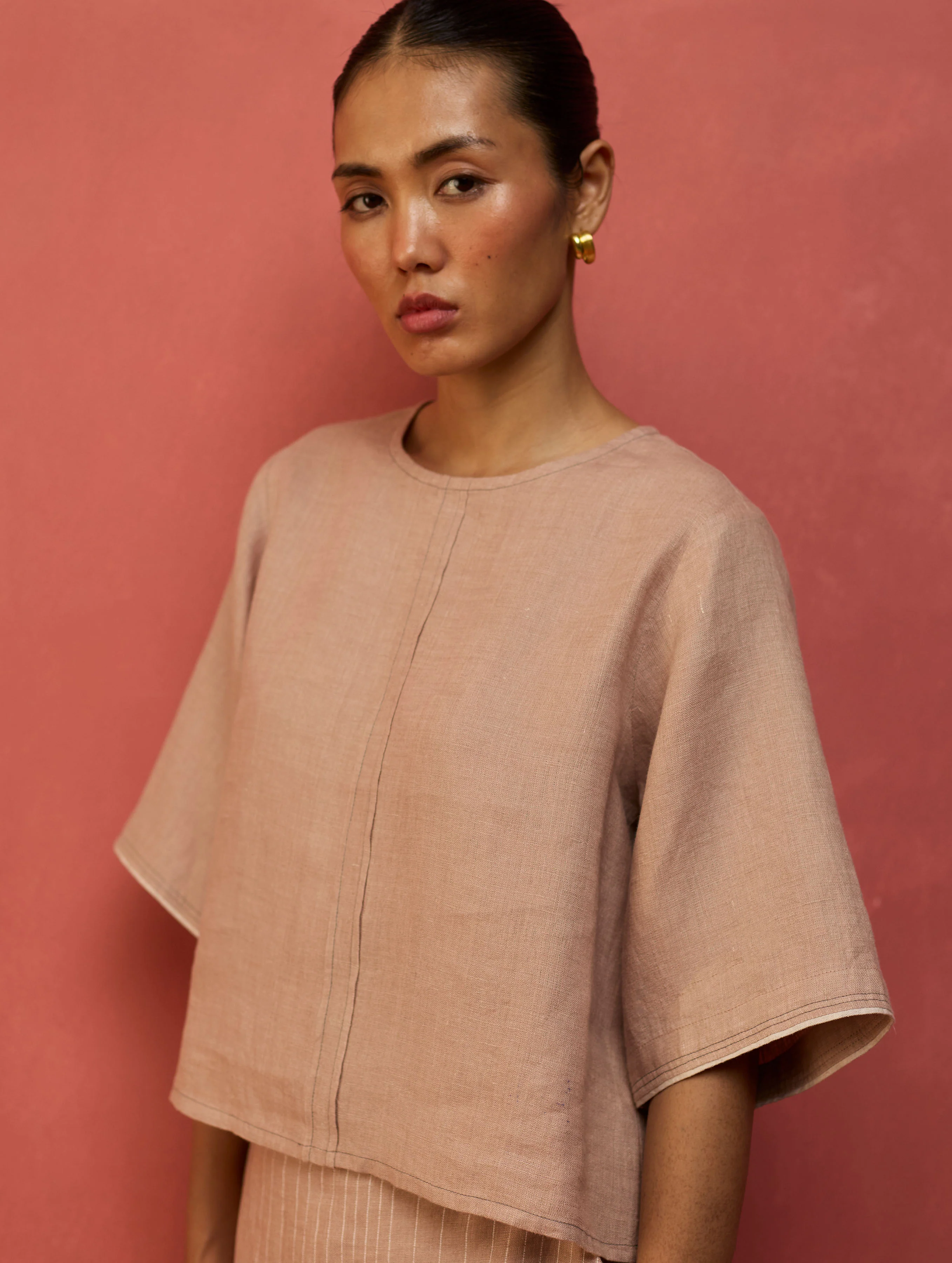 Mariko Cropped Linen Co-ord Set - Blush - Image 13