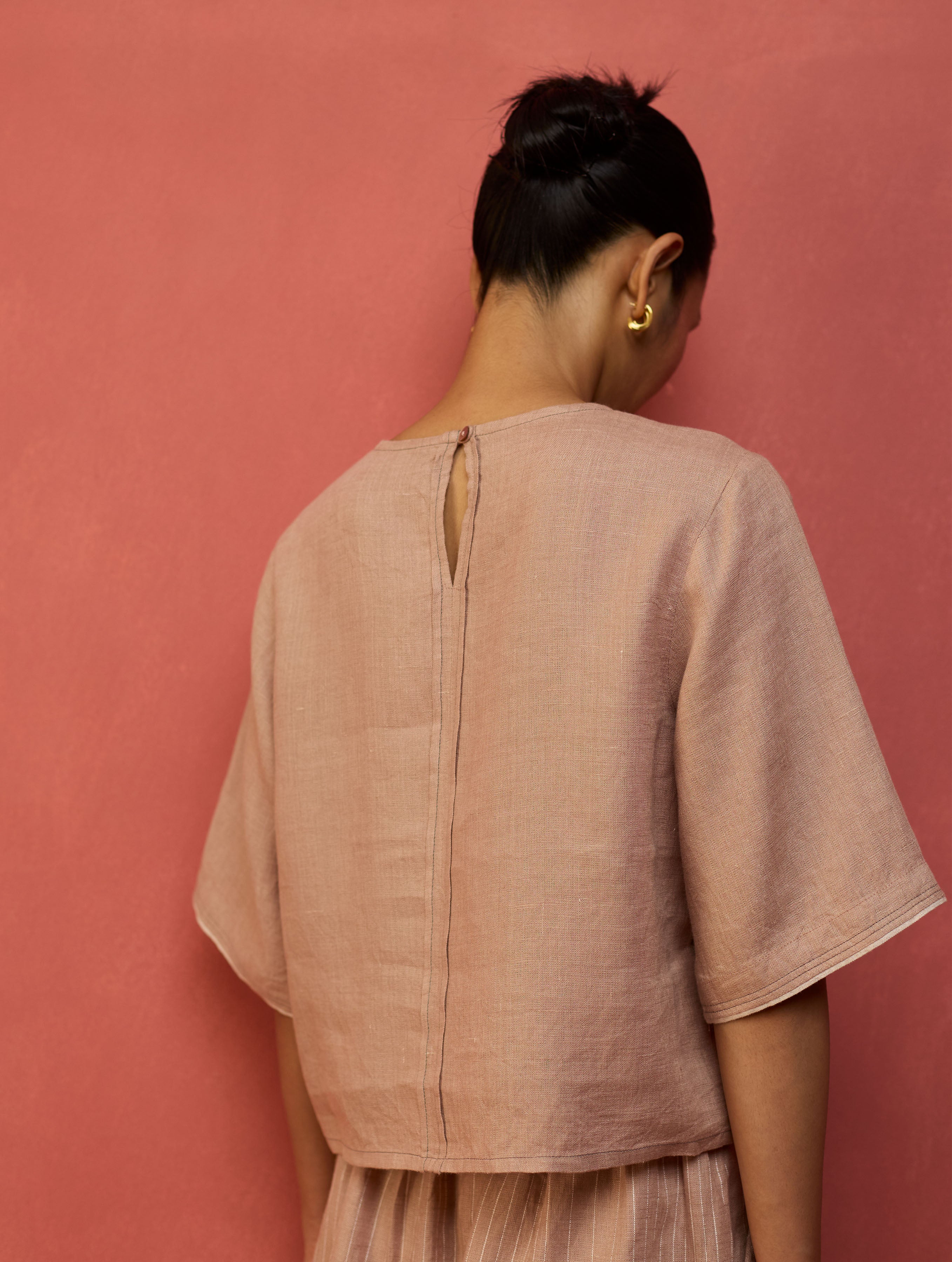 Mariko Cropped Linen Top - Blush - Image 7