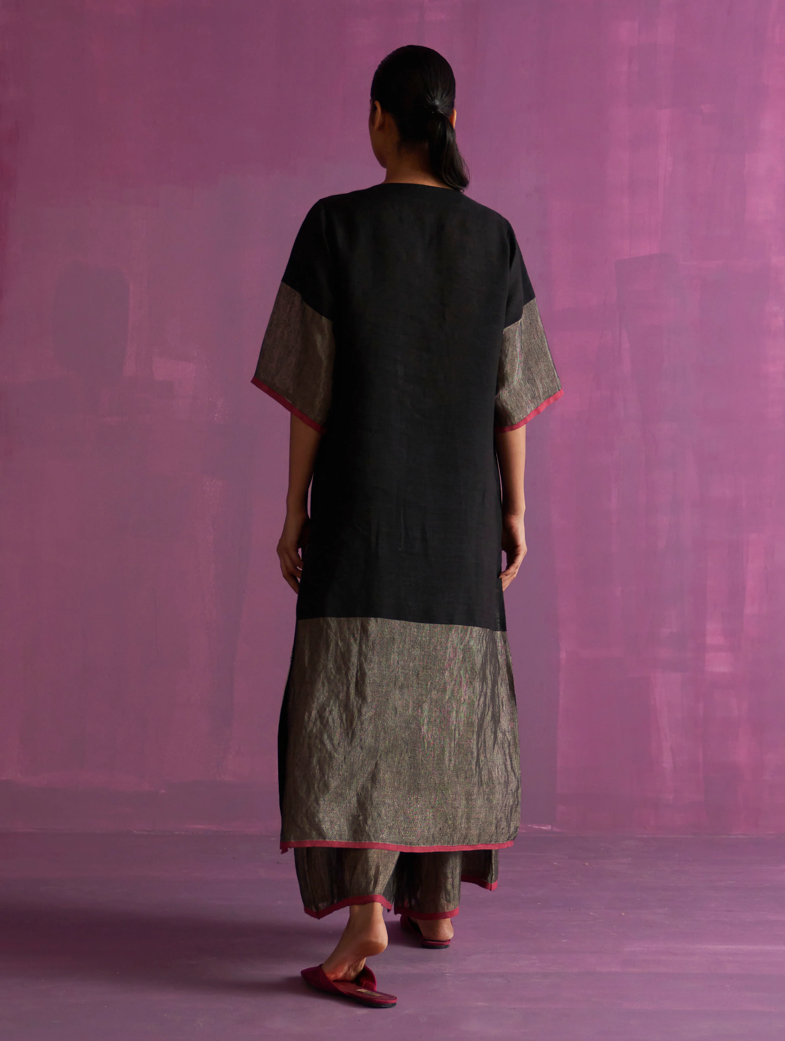 Mato Hand-Embroidered Kurta - Black - Image 6