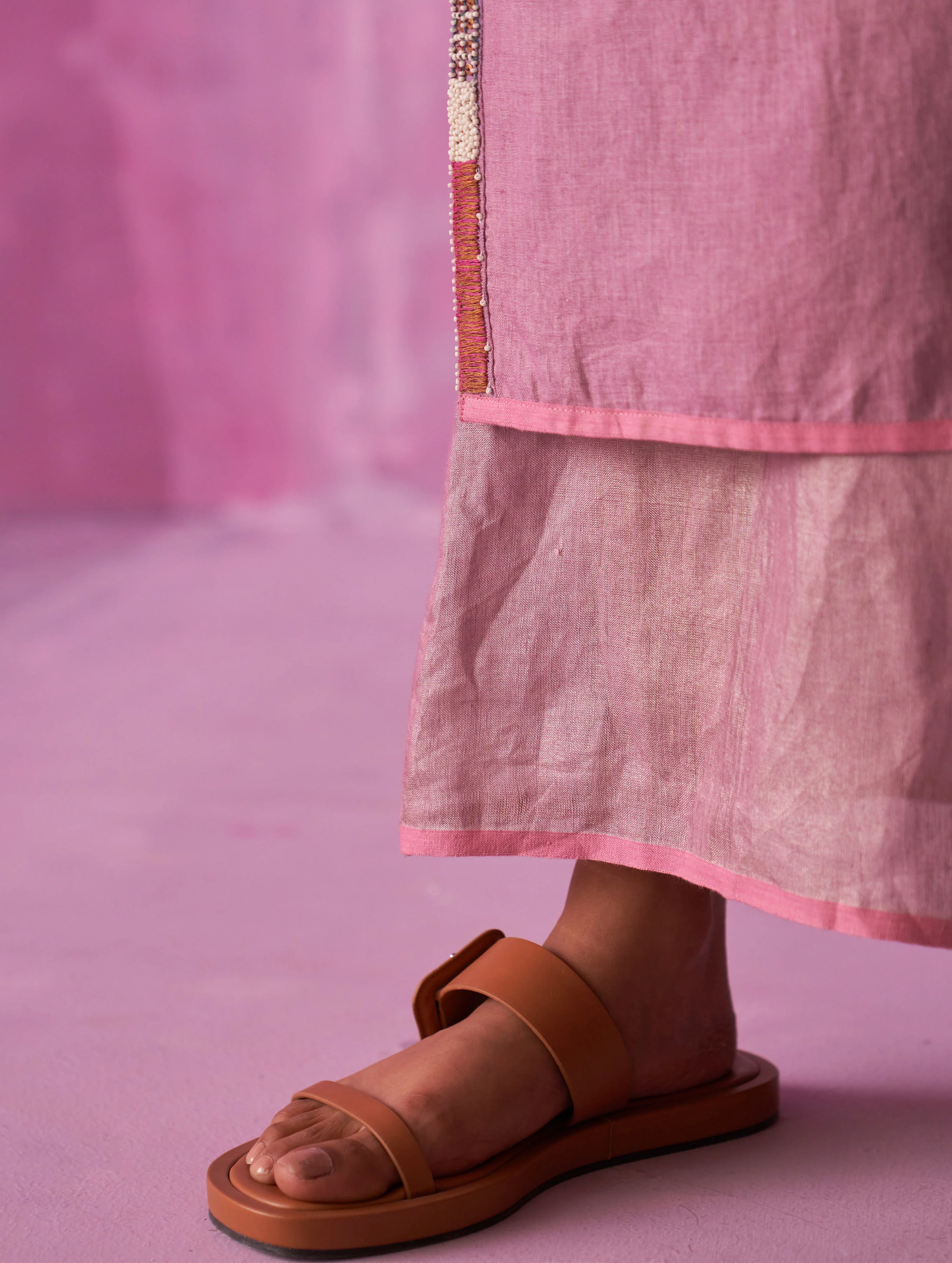 Mato Hand-Embroidered Kurta - Lavender - Image 5