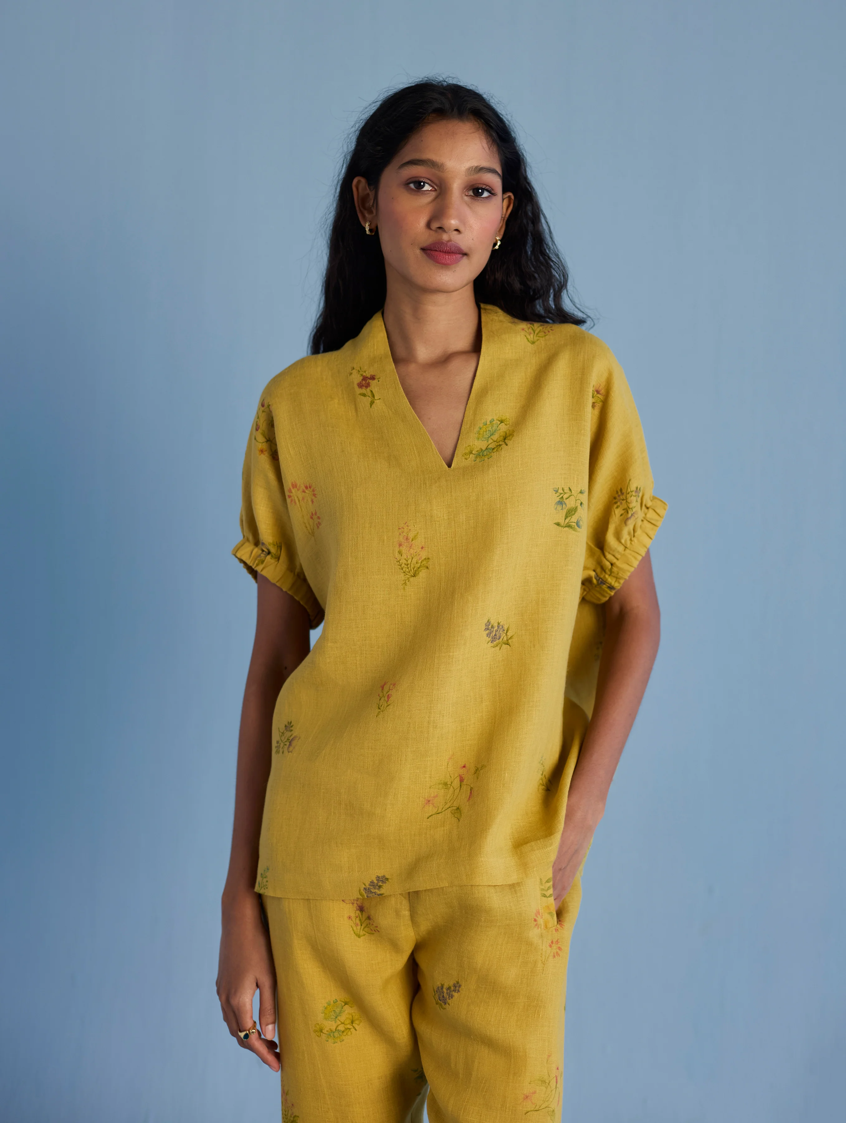 Mihen Elasticated Sleeve Co-ord Set - Ochre - Image 2