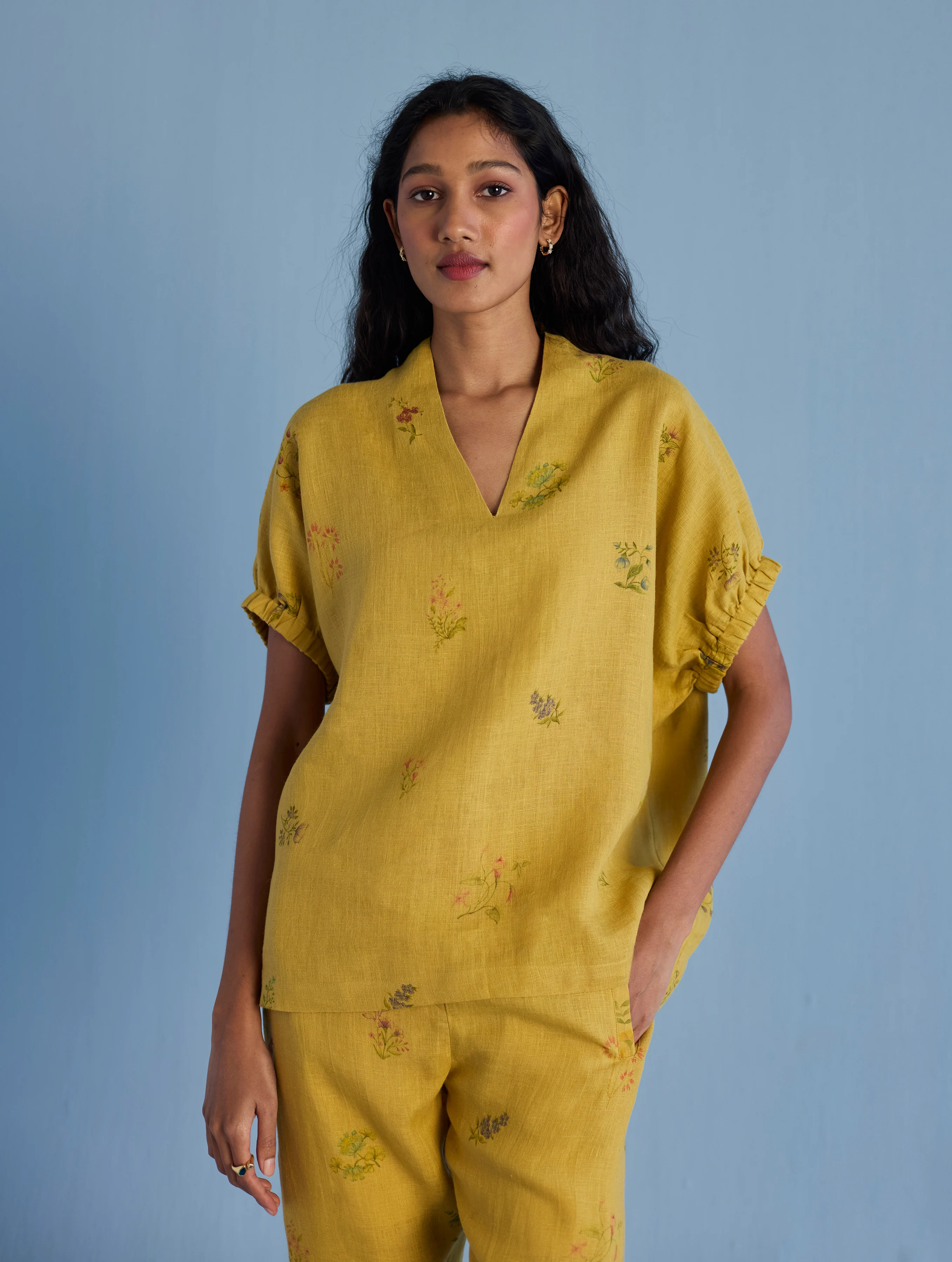 Mihen Elasticated Sleeve Co-ord Set - Ochre - Image 8