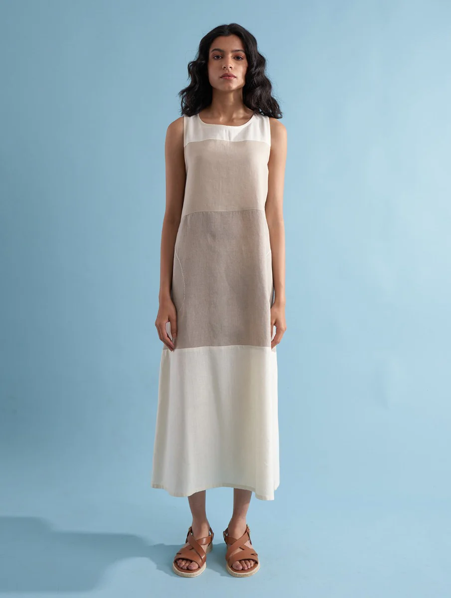 Miki Color-Blocked Linen Dress - Dawn - Image 3