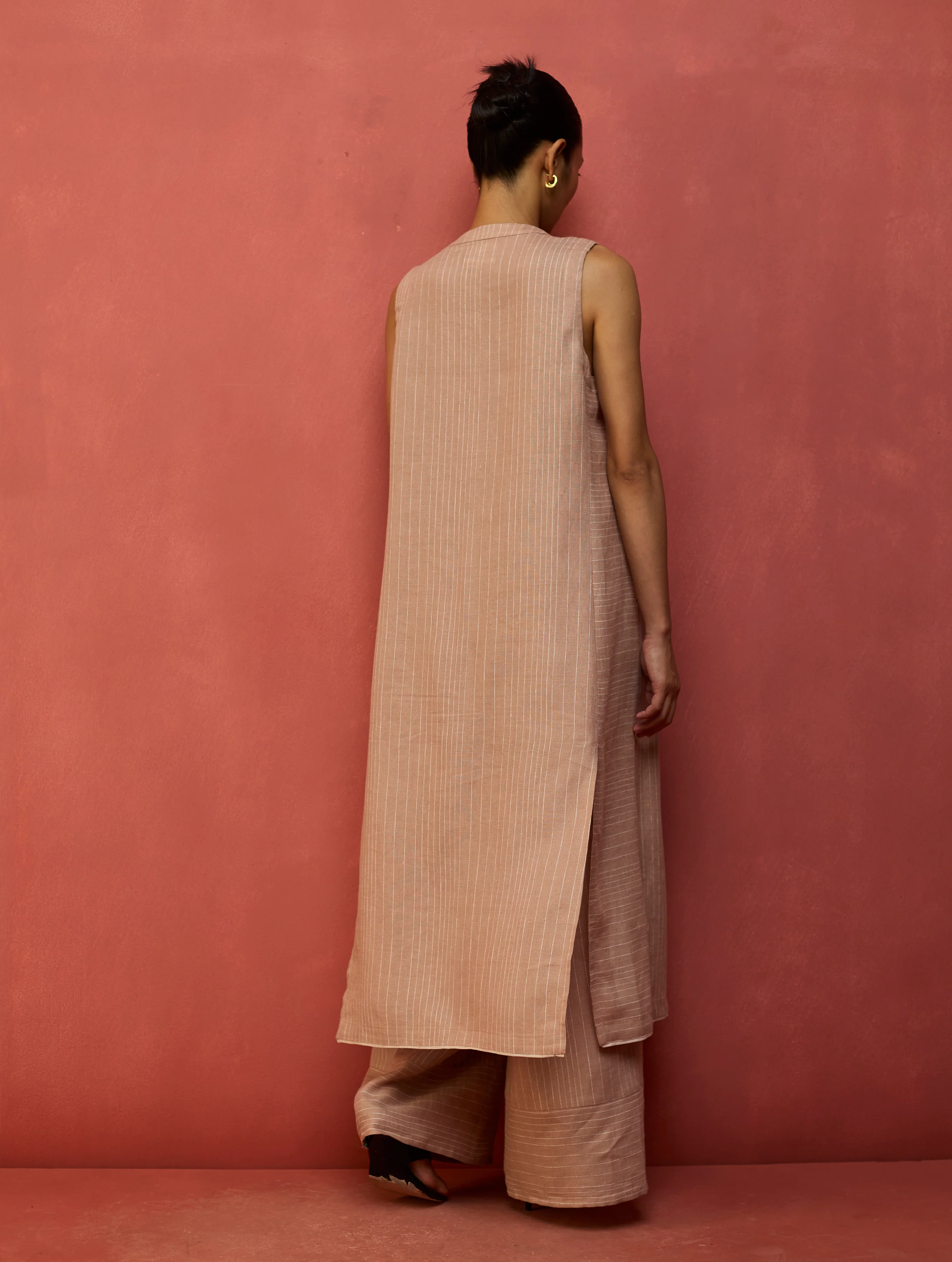 Misato Stripe Linen Overlay - Dusty Rose - Image 9