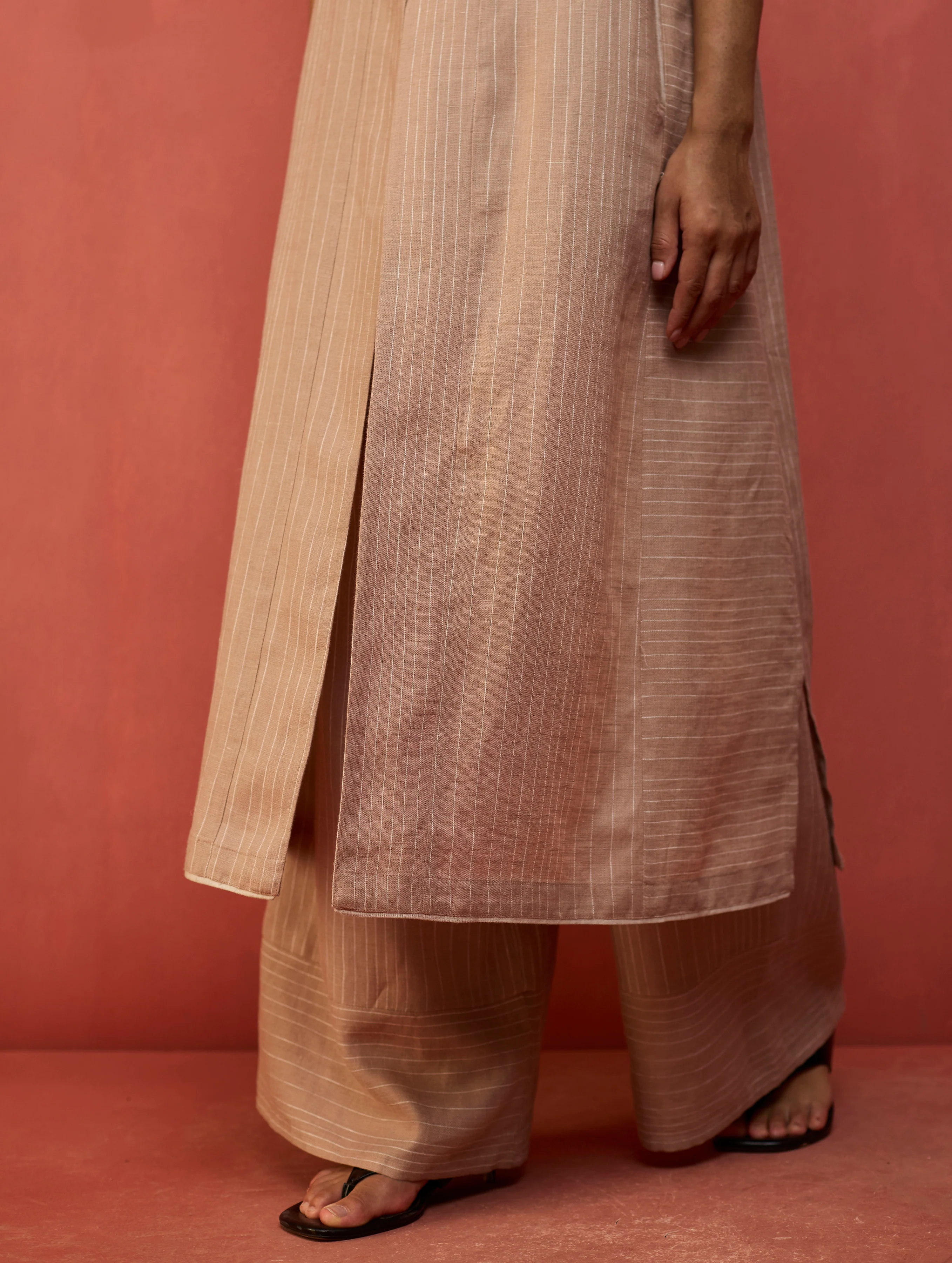 Misato Stripe Linen Co-ord Set - Dusty Rose - Image 5