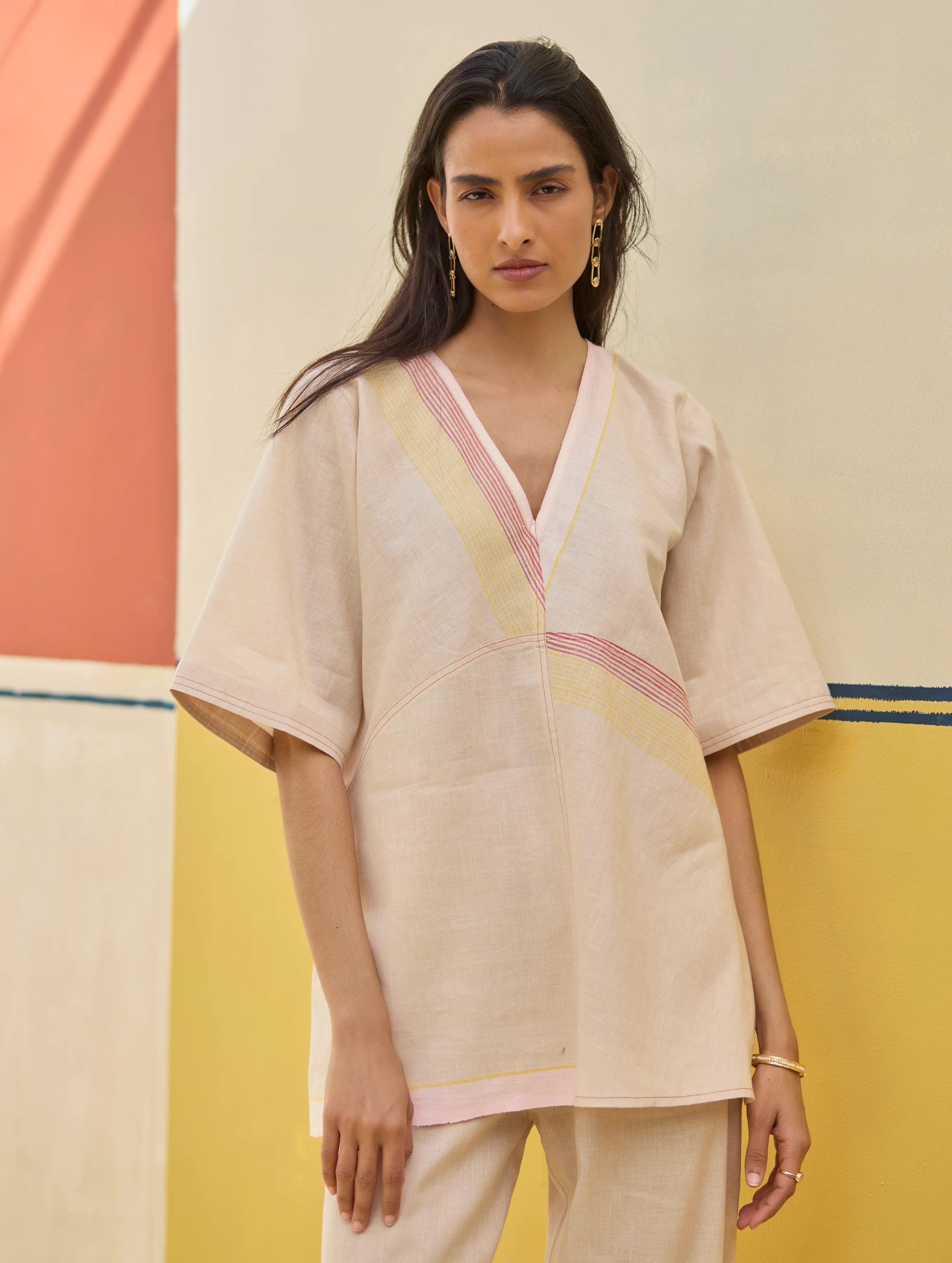 Moriko Border Linen Co-ord Set - Sand - Image 5