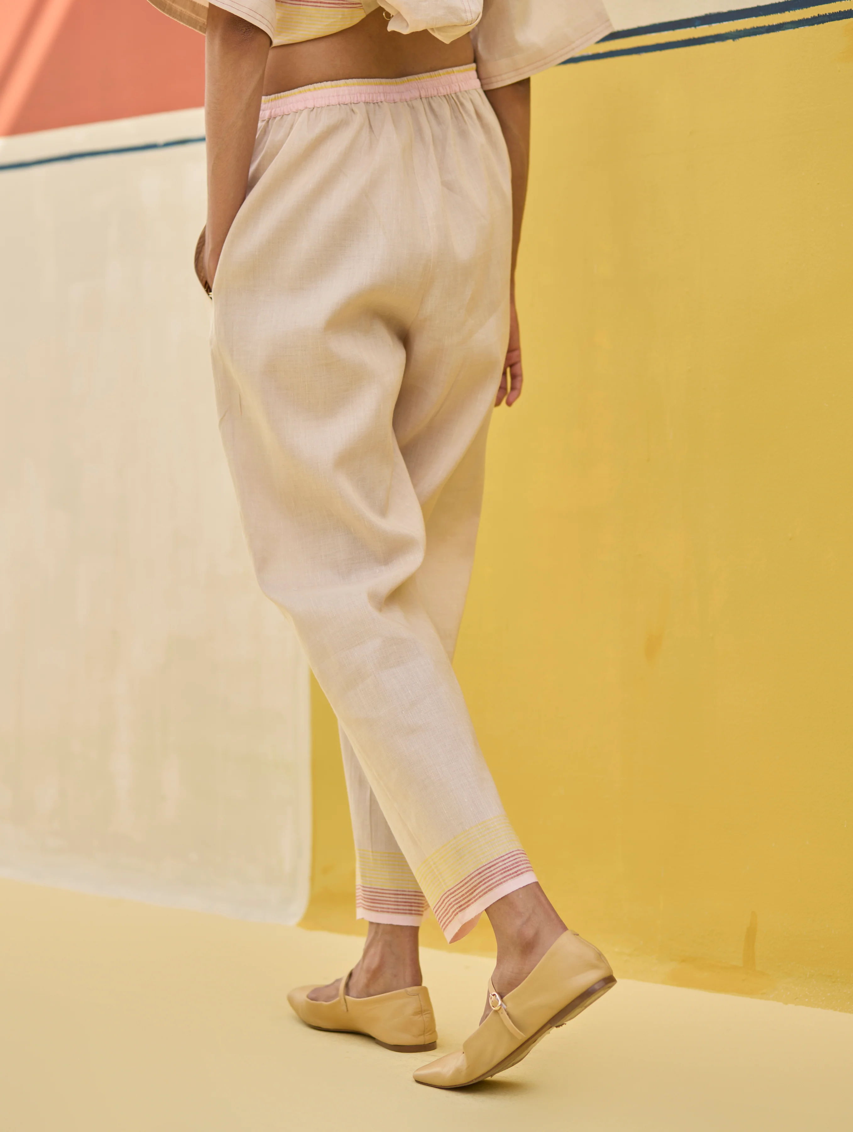 Moriko Border Linen Co-ord Set - Sand - Image 7